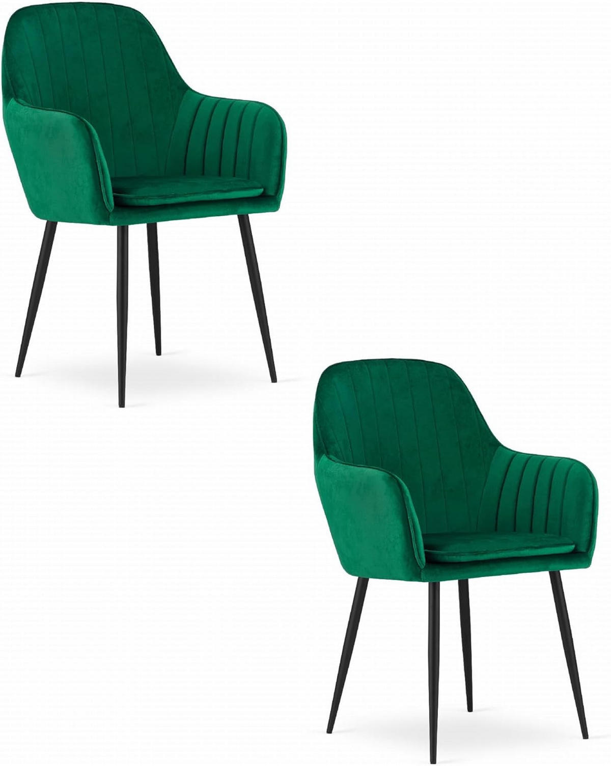 ESSZIMMERSTUHL 2er Set Grüner Velours, gepolsterte Rückenlehne, bequeme Sitzfläche - Grün, Textil (43/89/43cm) - Best For Home