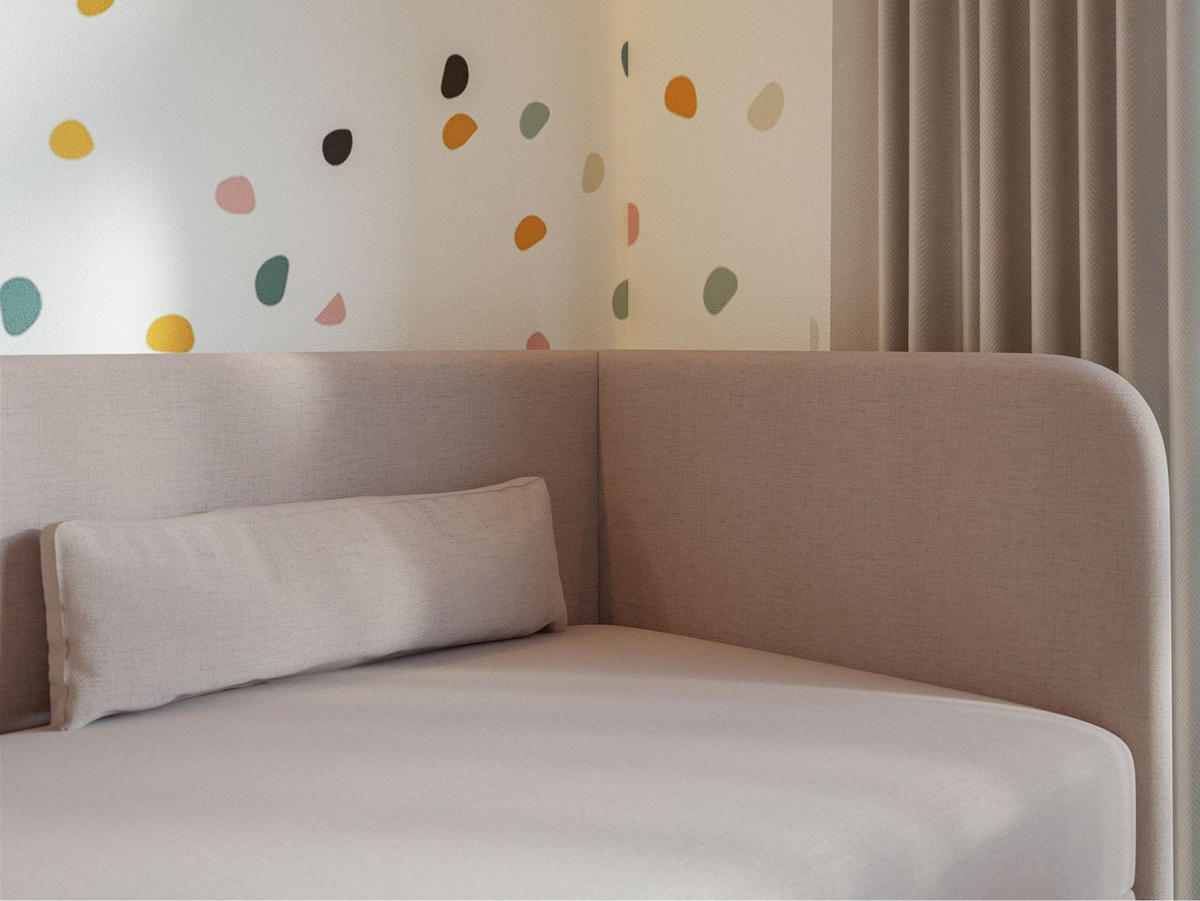 JUGENDBETT Calmmo Dunkelbeige mit Chenille-Bezug, Kopfteil rechts - Beige, Textil (90/200cm) - Selsey