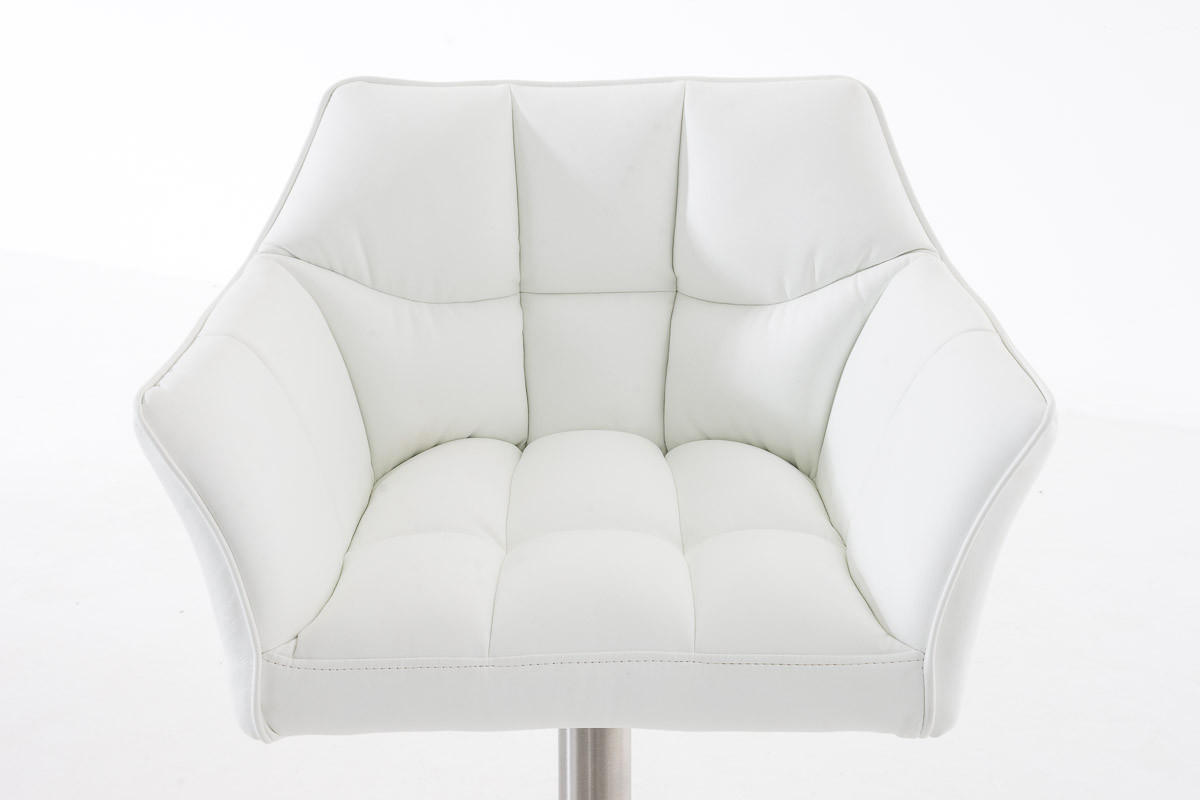 BARHOCKER Sihar Kunstleder Weiß Silber - Weiß, Leder/Metall (64/88/45cm) - DELUKE