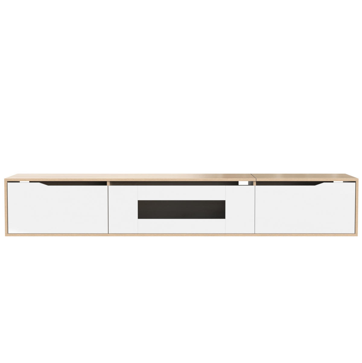 TV-SCHRANK in Weiß Hochglanz mit Holzoptik und LED 180/35/30 cm - Weiß, Holzwerkstoff (180/35/30cm) - Redom