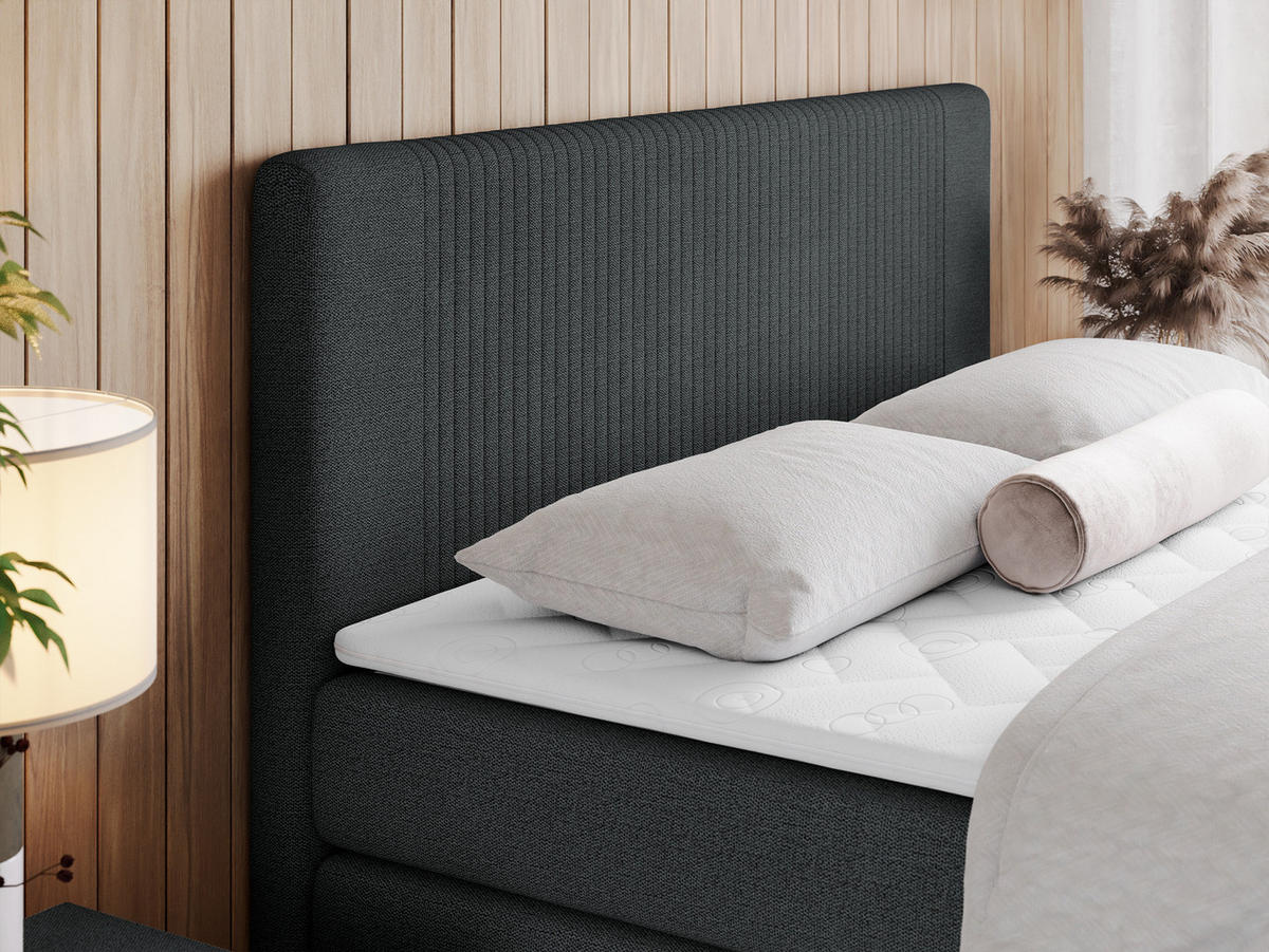 BOXSPRINGBETT KING DOREN 180/200 Dunkelgrau Struktur - H4 - Dunkelgrau, Holz/Textil (180/200cm) - MKS