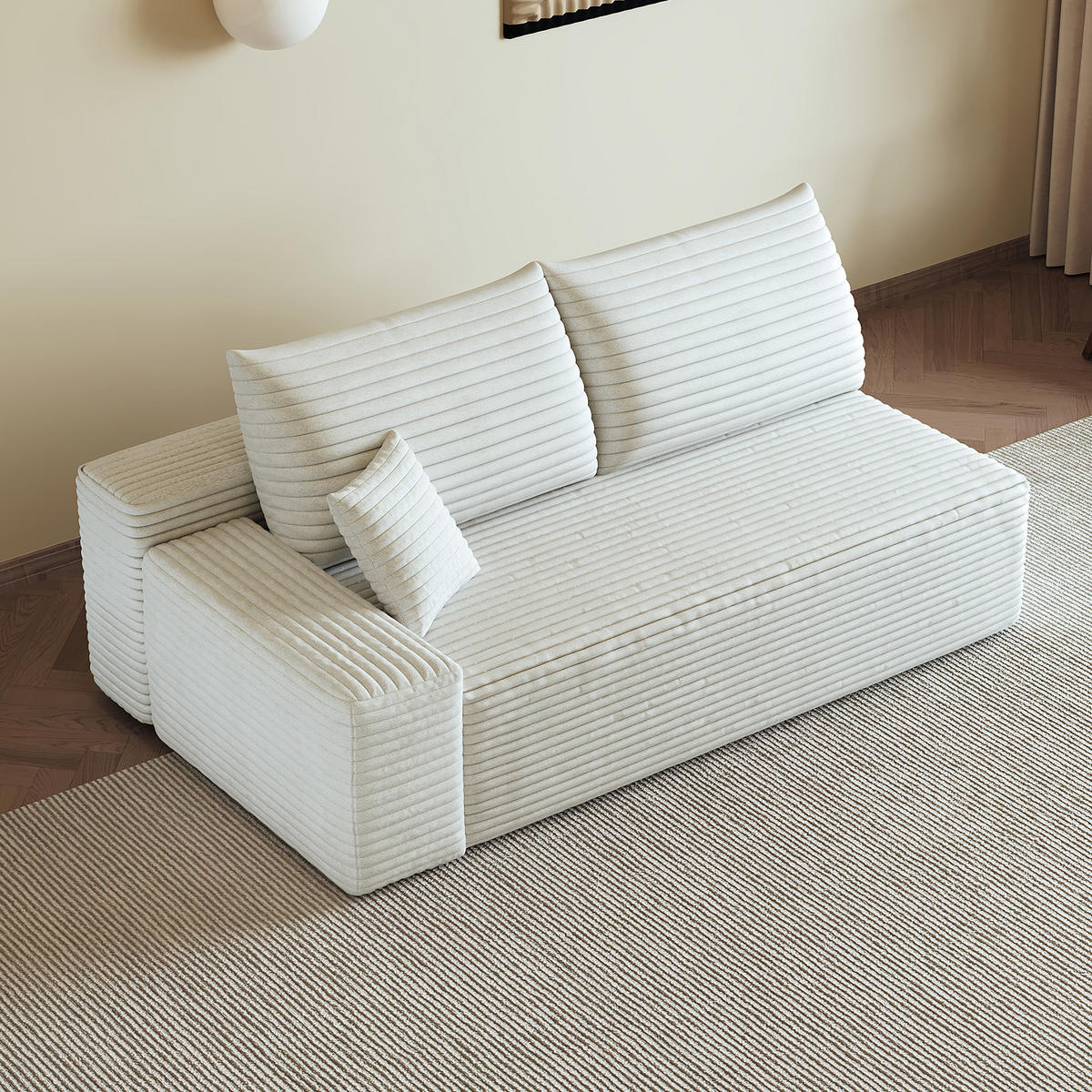 SOFAELEMENT DE-34752 linke mit Cordbezug Weiß - Weiß, Textil (95/83/175cm) - ComfortXL