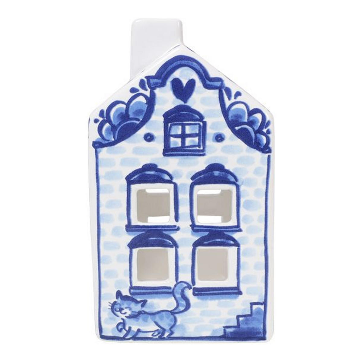 TEELICHTHALTER Häuschen in Blau - 14,5cm - Blau, Keramik (8.5/14.5/8.3cm) - Blond Amsterdam