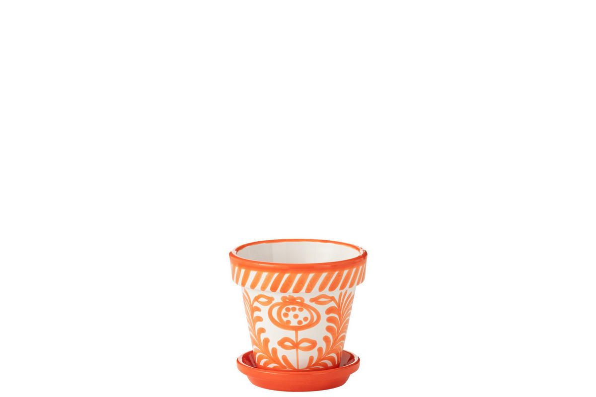 BLUMENTOPF GRANADA PATTERN - Töpferei - Orange - S - Ø 21 cm - Multicolor, Keramik (21/19cm) - J-Line