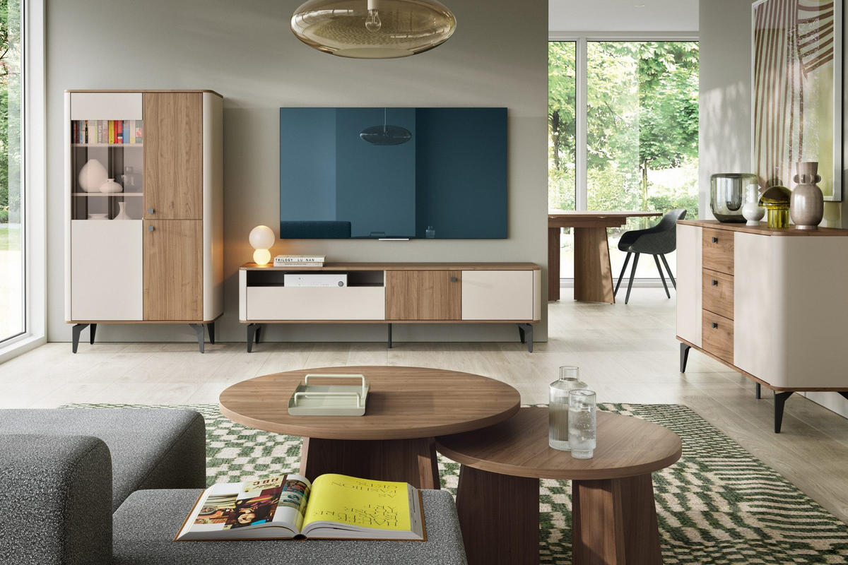 COUCHTISCH AURO 08 Ø58 cm in Kaschmir / Royal Nussbaum - Nussbaumfarben, Holzwerkstoff (58/58/40cm) - Deine Möbel 24
