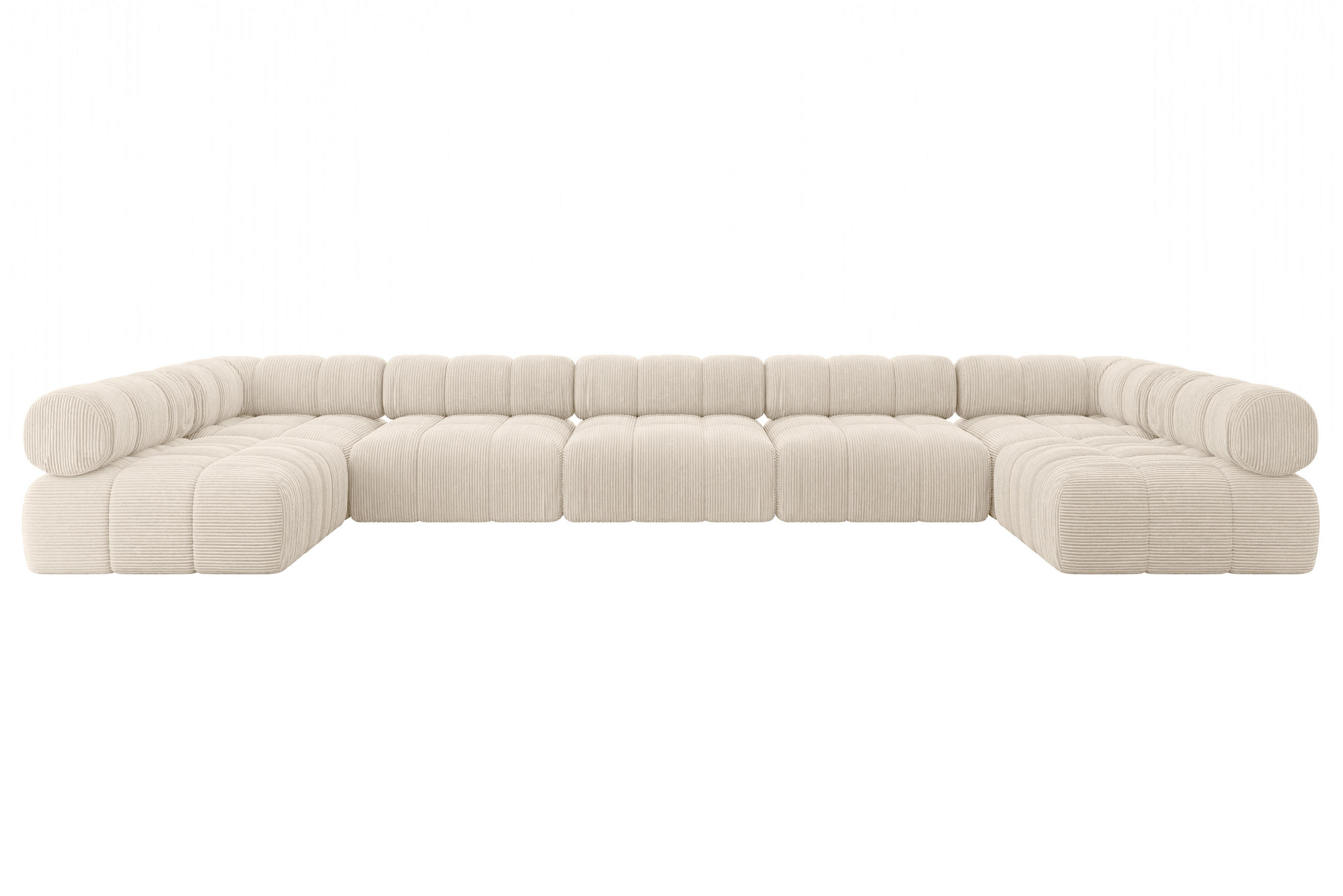 WOHNLANDSCHAFT modulares Sofa Garvo-U3 - 475x190x70 cm Beige Cord - Beige, Holzwerkstoff/Textil (475/70/190cm) - ALTDECOR
