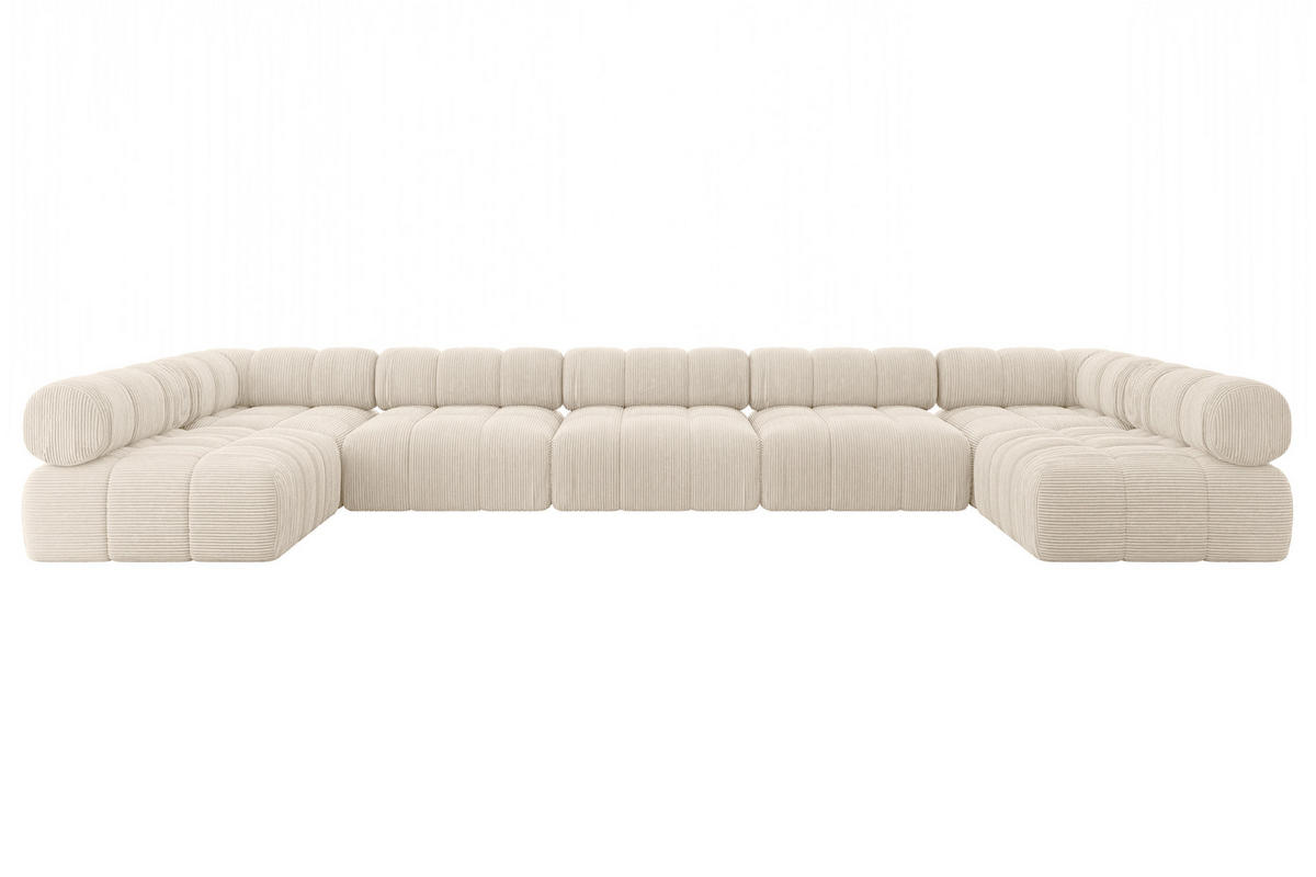 WOHNLANDSCHAFT modulares Sofa Garvo-U3 - 475x190x70 cm Beige Cord - Beige, Holzwerkstoff/Textil (475/70/190cm) - ALTDECOR