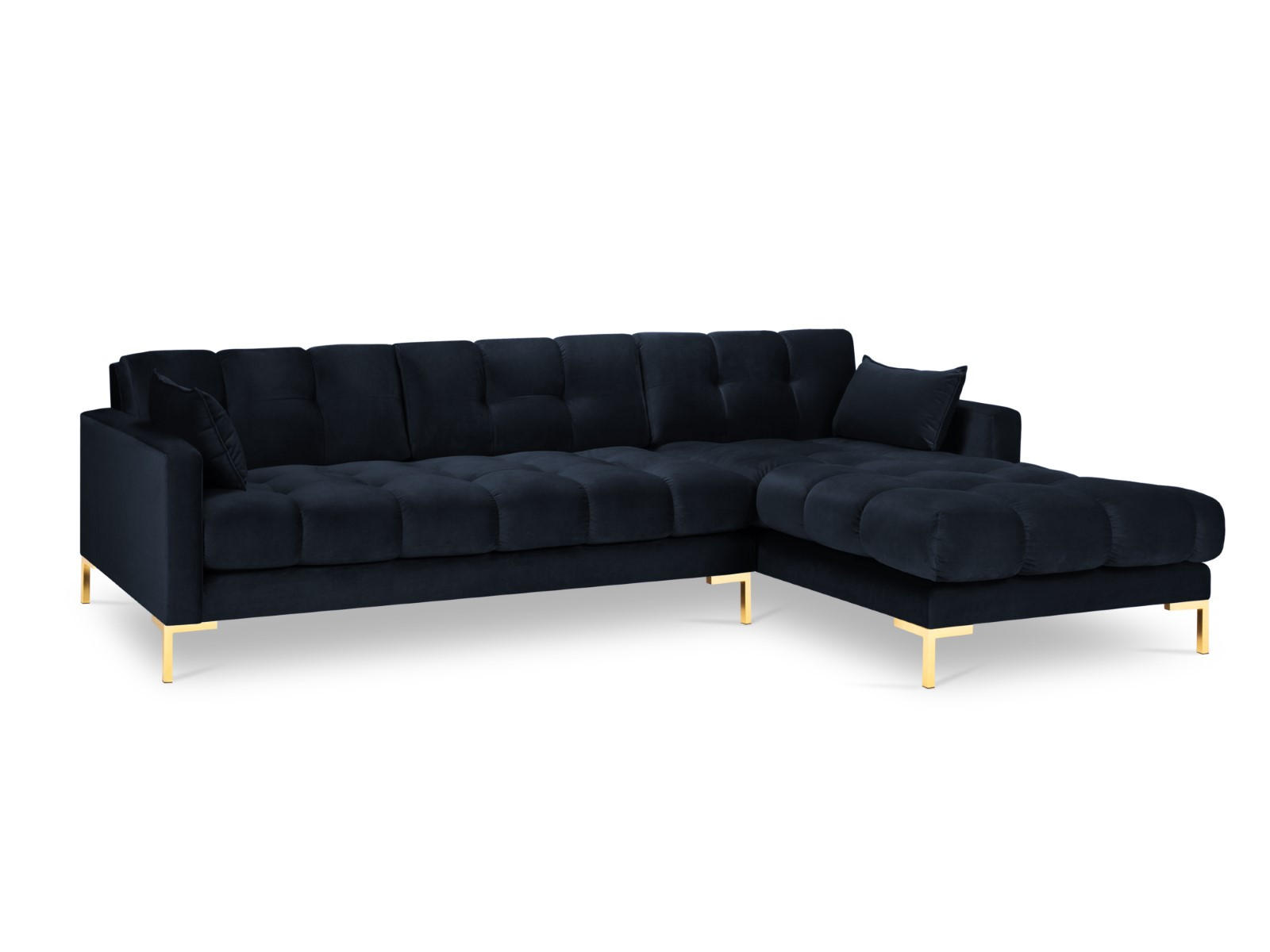 ECKSOFA rechts Mamaia aus Samt dunkelblau 5 Sitzplätze - Dunkelblau, Textil (185/293cm) - Micadoni