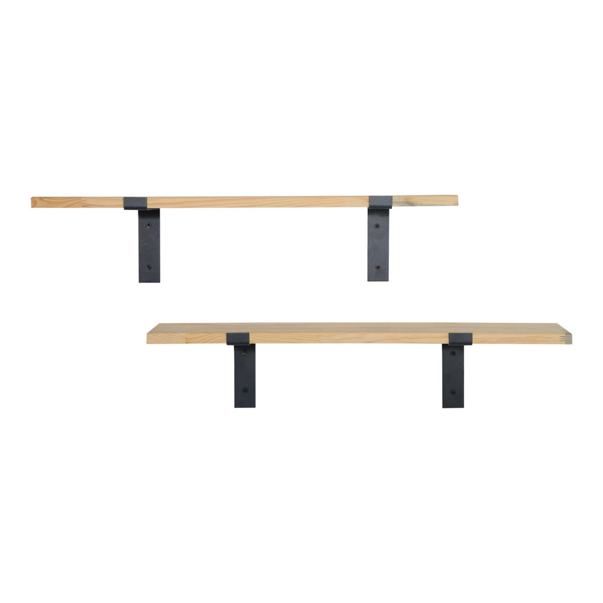 WANDREGAL-SET 2 TLG. Løgstør - Naturfarben, Holz (75/14/14cm) - [en.casa]