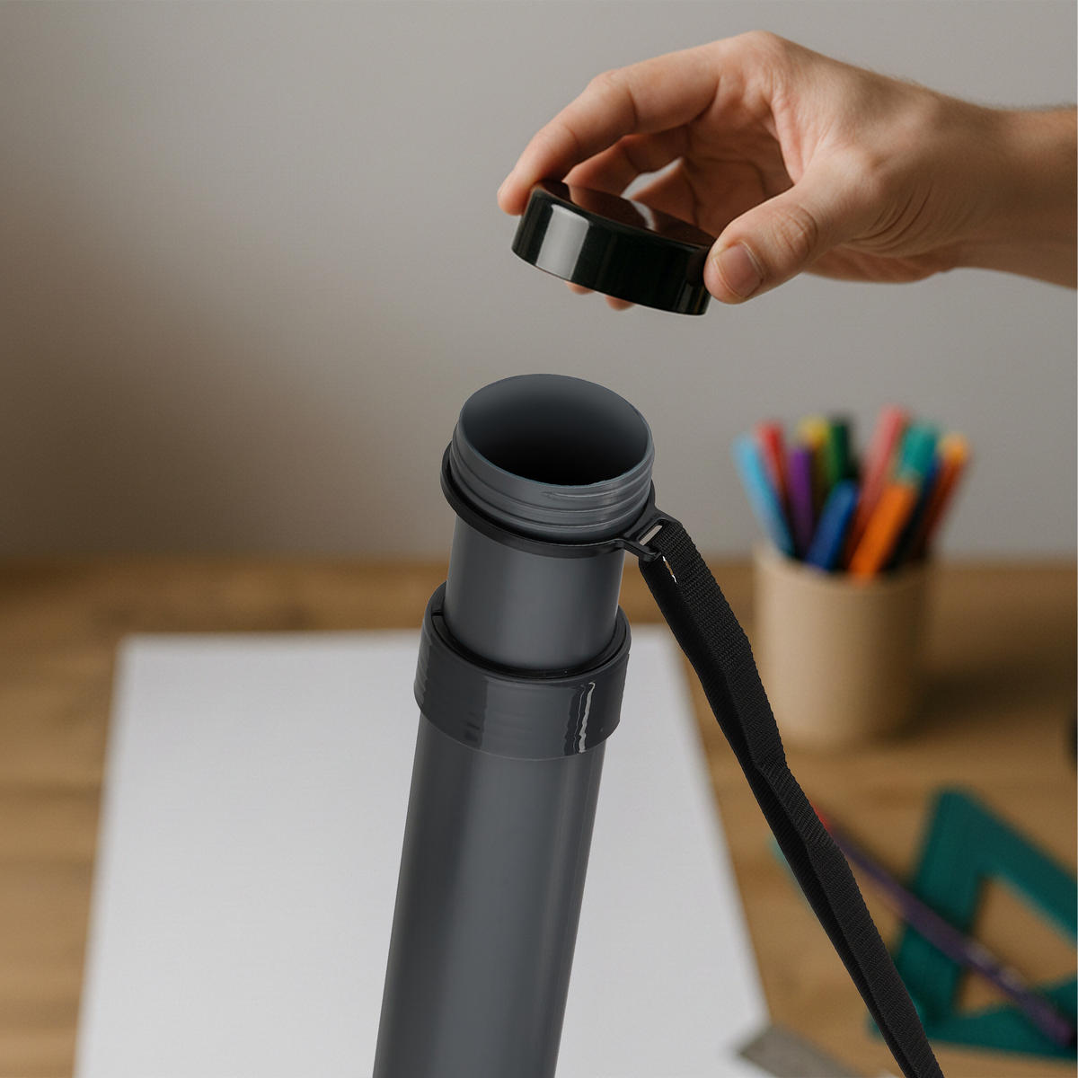 PLAGÁTOVÁ rúra - sivá, plast (9/85/9cm) - Relaxdays