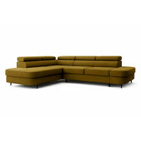 ECKSOFA Priam L-Form mit Schlaffunktion und Stauraum Modern Form Gold - Goldfarben, Holz/Textil (275/203cm) - Muffo