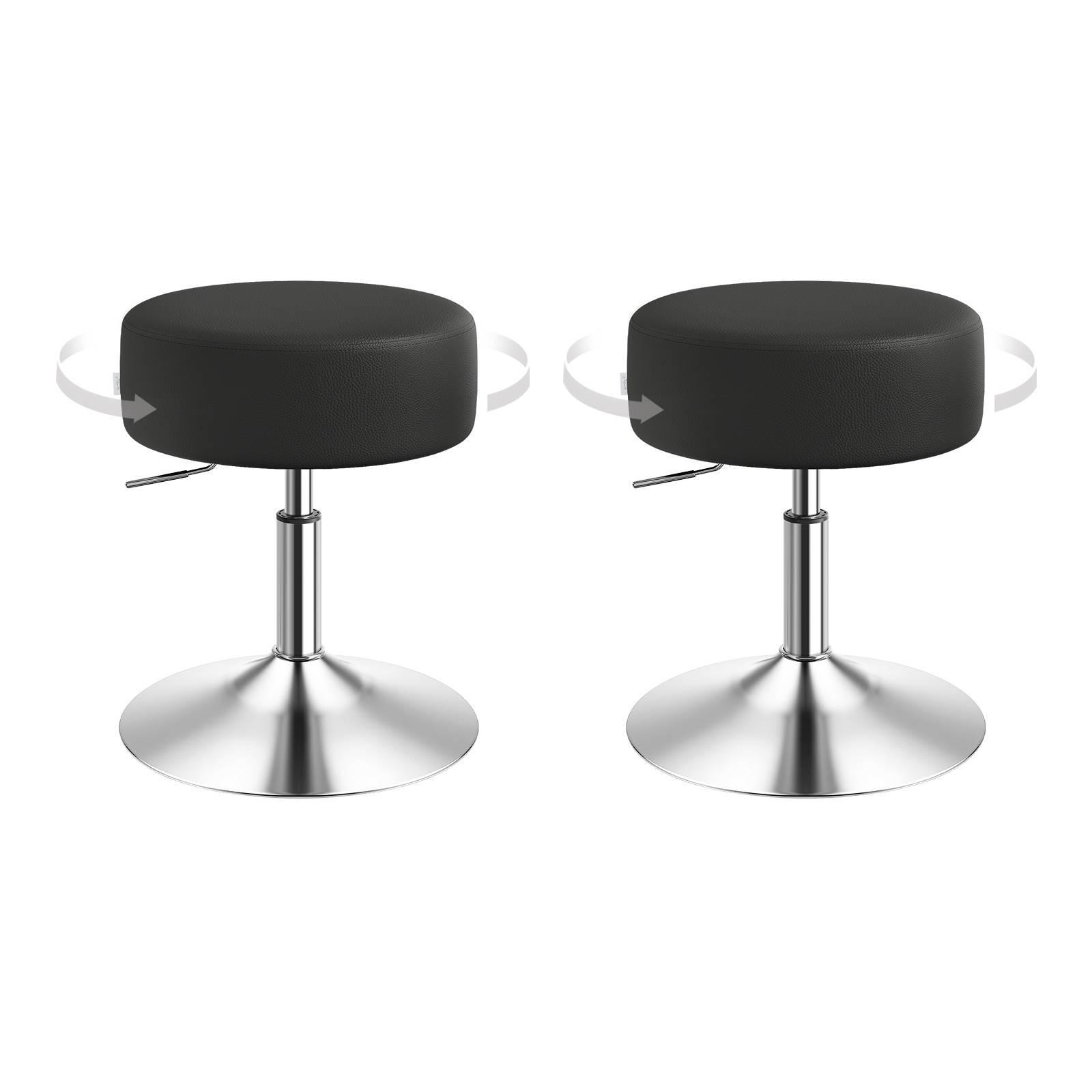 SITZHOCKER 2er Set, rund, Kunstleder, Grau - Silberfarben/Grau, Textil/Metall (38.5/56/38.5cm) - Woltu