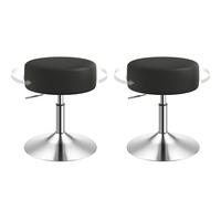 SITZHOCKER 2er Set, rund, Kunstleder, Grau - Silberfarben/Grau, Textil/Metall (38.5/56/38.5cm) - Woltu