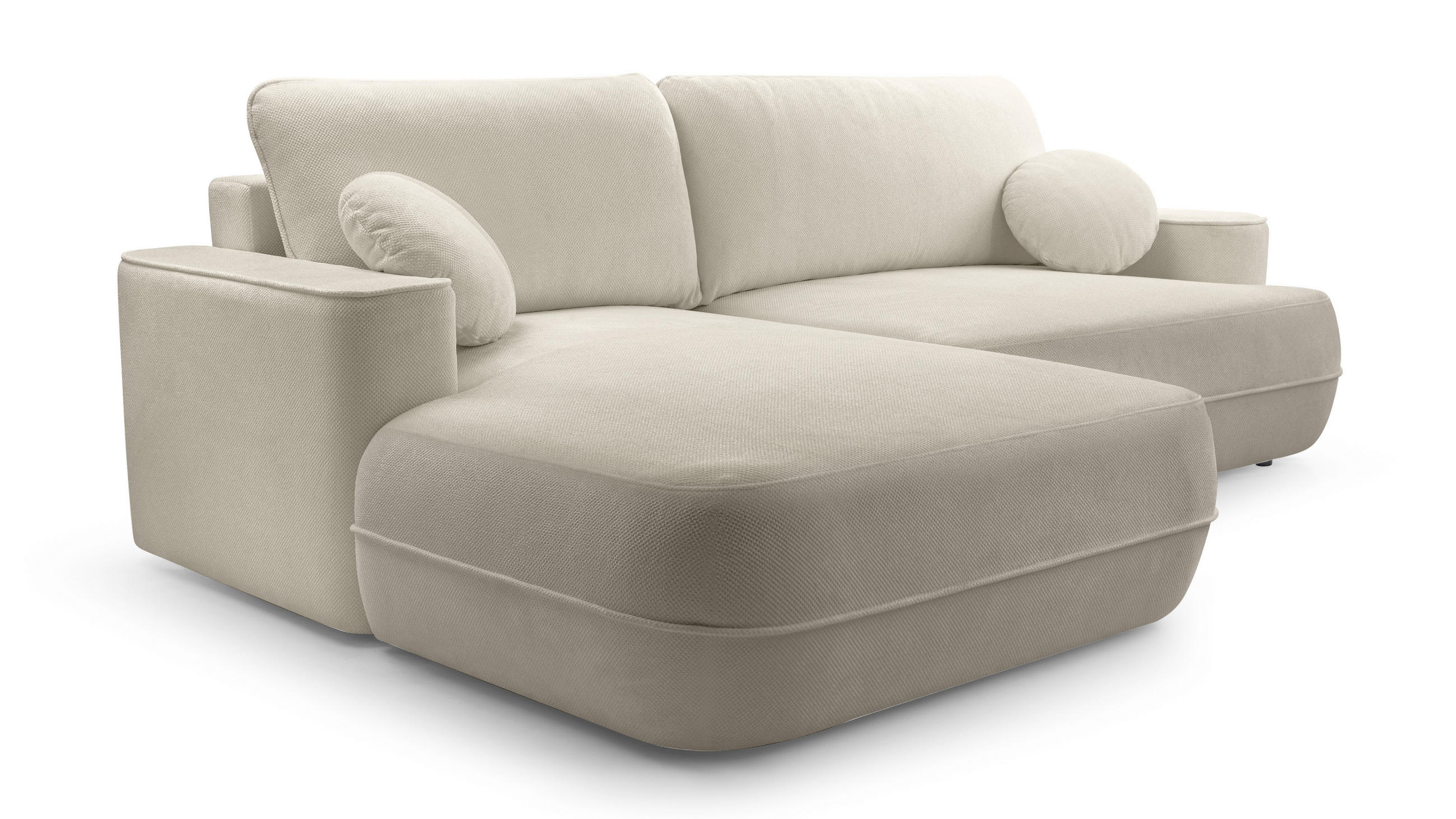 ECKCOUCH L Form Peoni Beige 267/168/87 cm mit Schlaffunktion L - Beige/Schwarz, Kunststoff/Textil (168/267cm) - AX Living