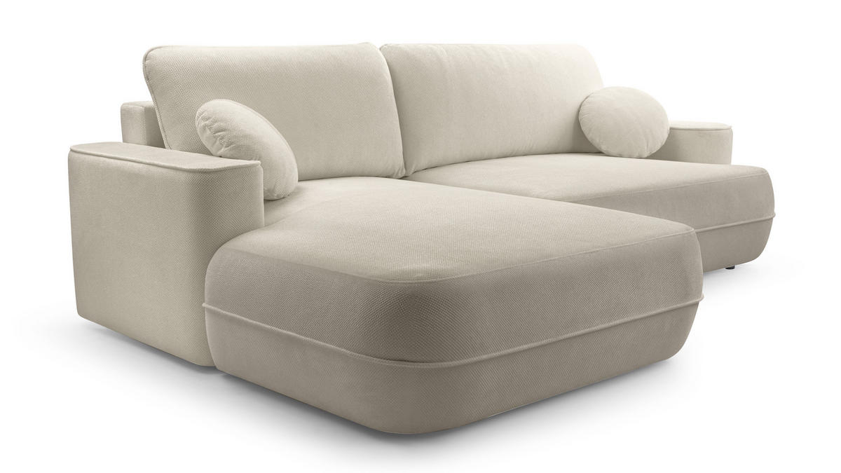 ECKCOUCH L Form Peoni Beige 267/168/87 cm mit Schlaffunktion L - Beige/Schwarz, Kunststoff/Textil (168/267cm) - AX Living