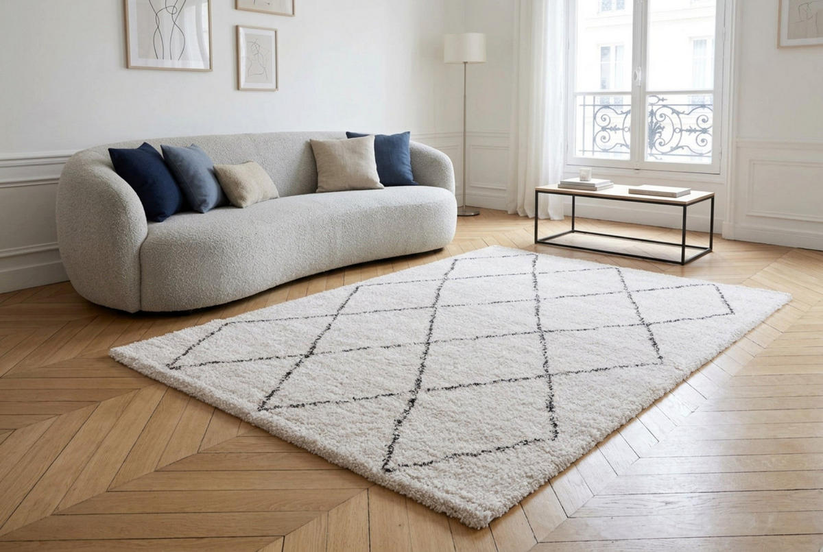 TEPPICH Shaggy weich voluminös beige - Beige, Textil (140/200cm) - AFK Living