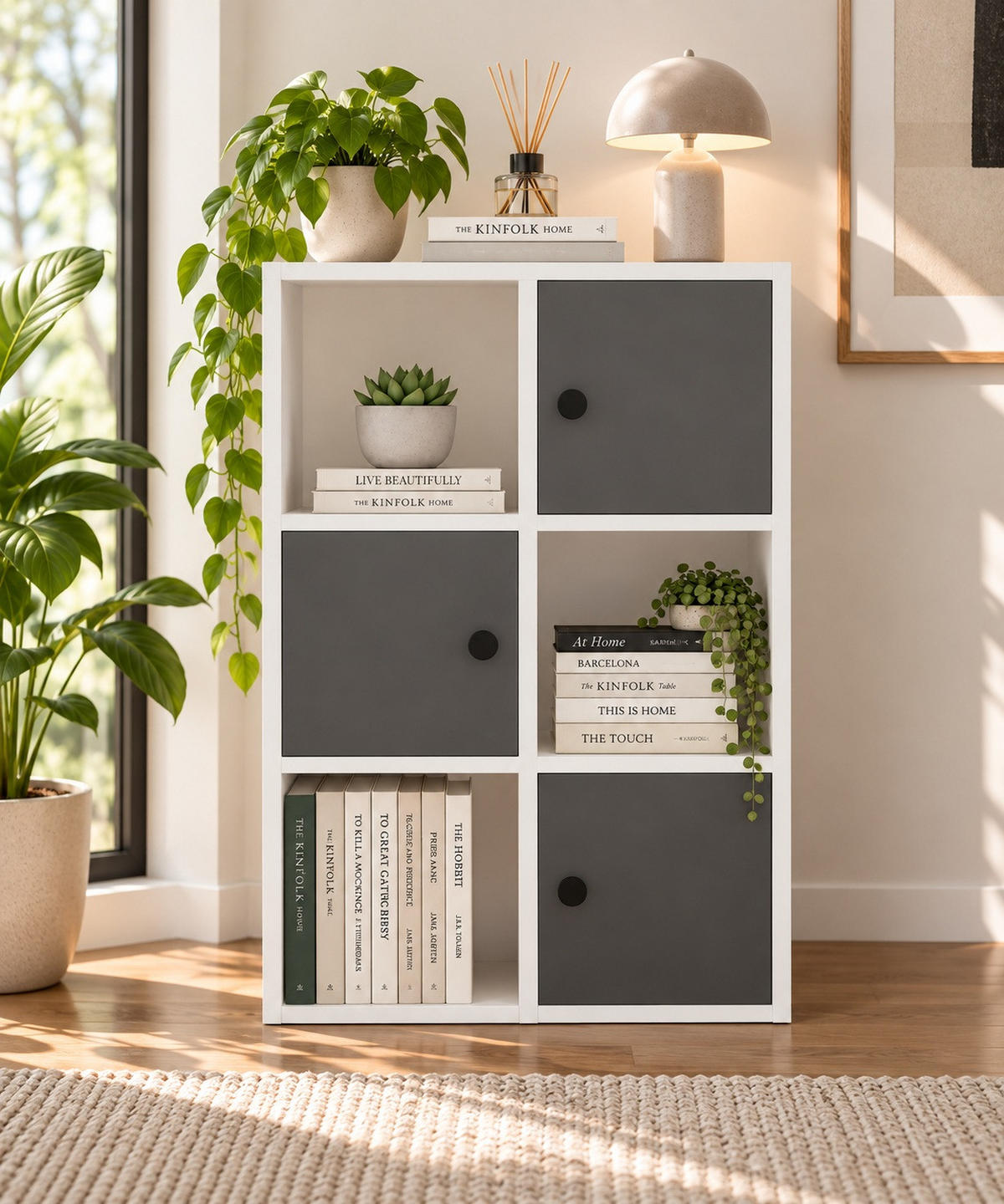 BÜCHERREGAL Tilton Weiss Anthrazit - Weiß/Grau, Holzwerkstoff (25/93/72cm) - Decorotika