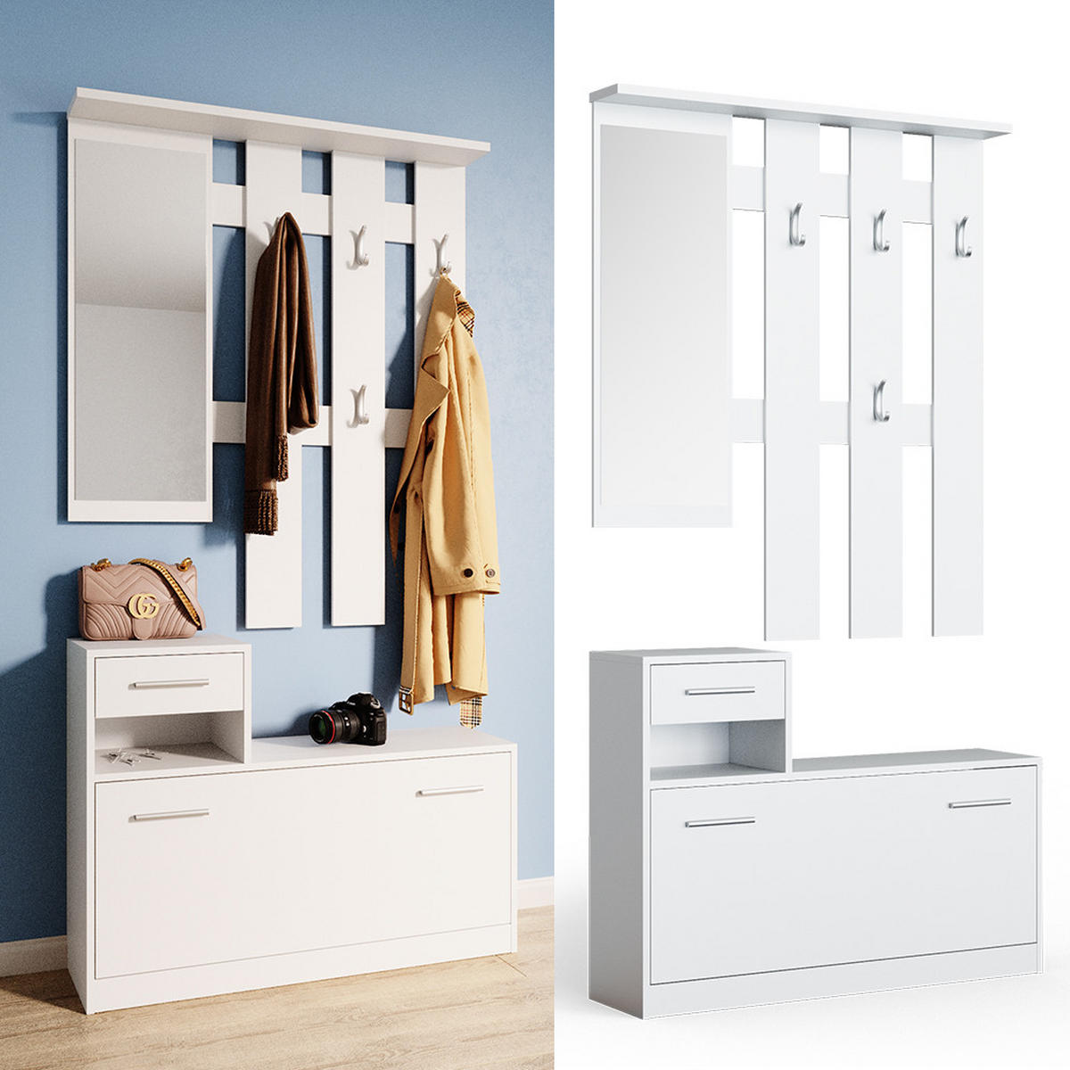 GARDEROBE Billy Weiß 25 x 191 cm - Weiß, Holzwerkstoff (25/191/100cm) - Vicco