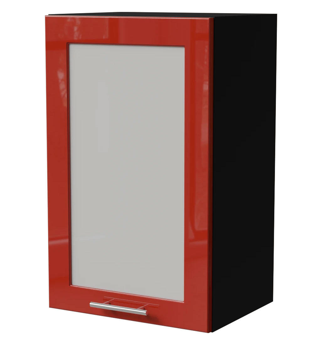 KÜCHENHÄNGESCHRANK Brerra W2S/45 Schwarz / RAL 3002 karminrot Hochglanz 45 / 32,5 / 72cm - Rot/Schwarz, Holz/Holzwerkstoff (45/72/32.5cm) - Feldmann-Wohnen