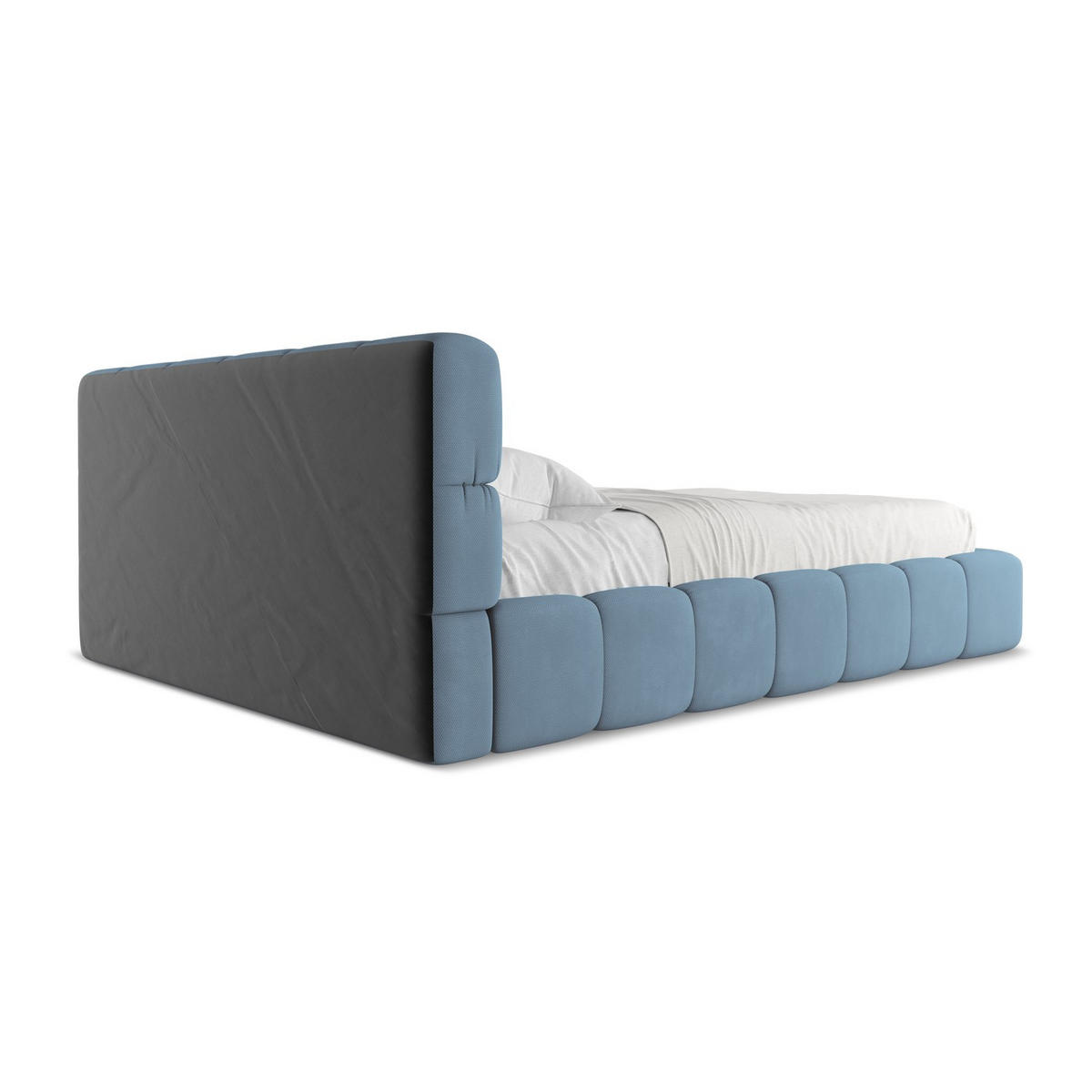 POLSTERBETT mit Bettkasten und Lattenrost 180x228 Blau - Blau/Blaugrau, Kunststoff/Textil (160/200cm) - LaMiaSofa