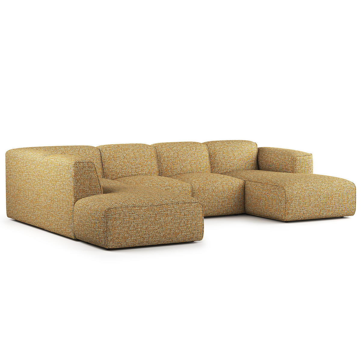 WOHNLANDSCHAFT mit Longchair - Schwarz/Honig, Kunststoff/Textil (325/71/235cm) - home24