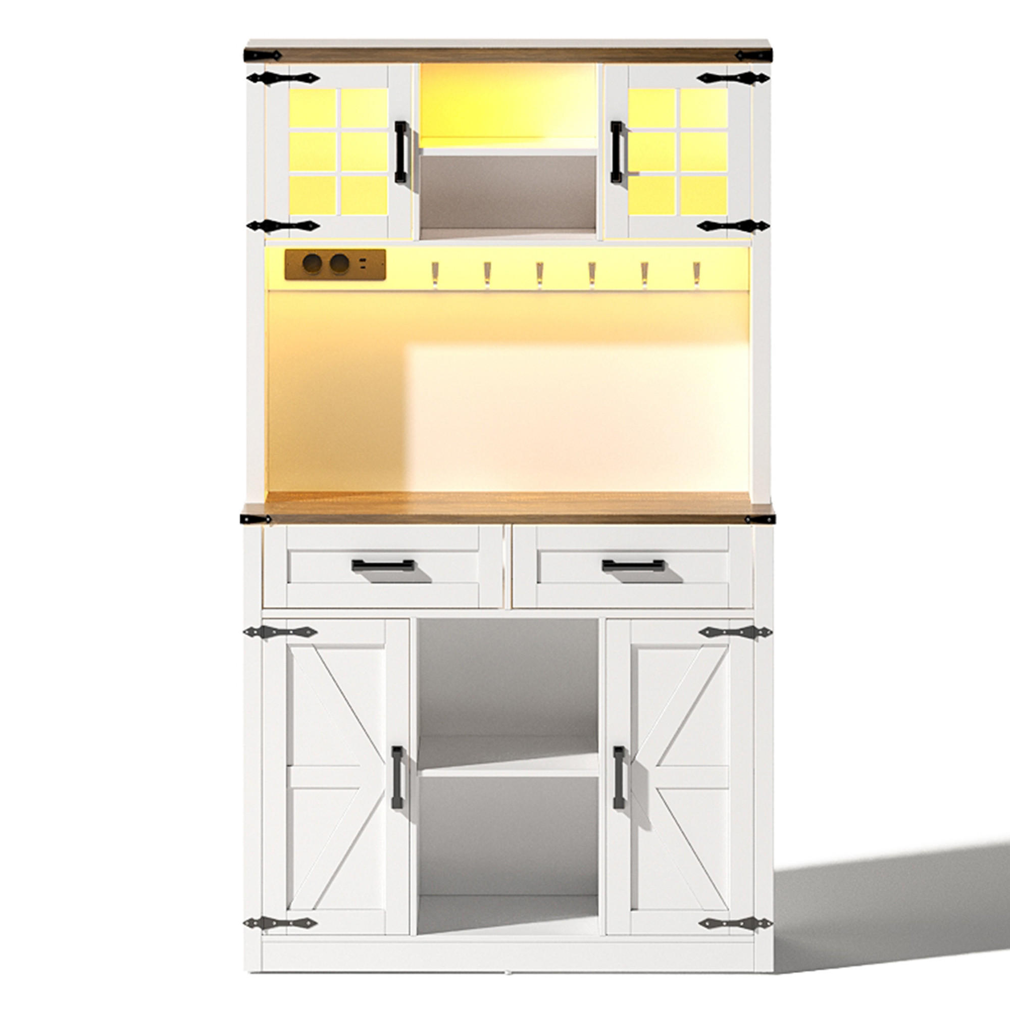 BUFFET Weiß Braun 100/40/172 cm - Braun, Holz (100/172/40cm) - PANGIVO