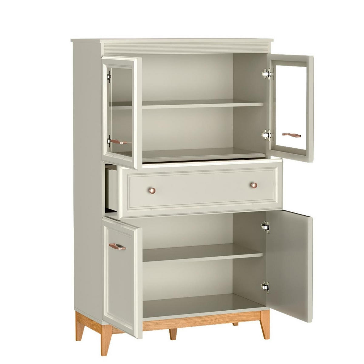 VITRINE Windsor Kaschmir, Viertürige mit Schublade - Kaschmir, Holzwerkstoff (92/151/41cm) - Bettso