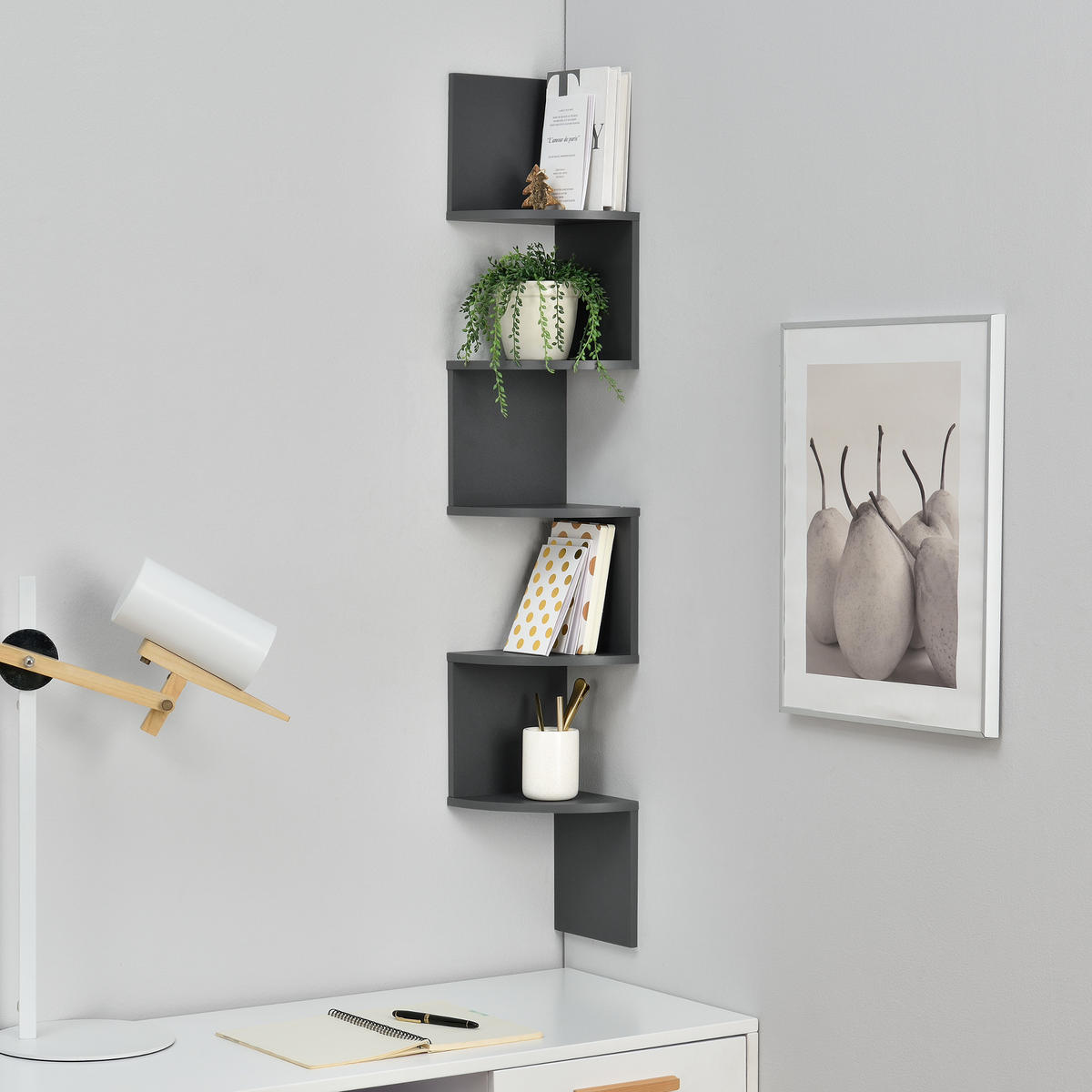 WANDREGAL Greiz - Dunkelgrau, Holzwerkstoff (123/19.5/19.5cm) - [en.casa]