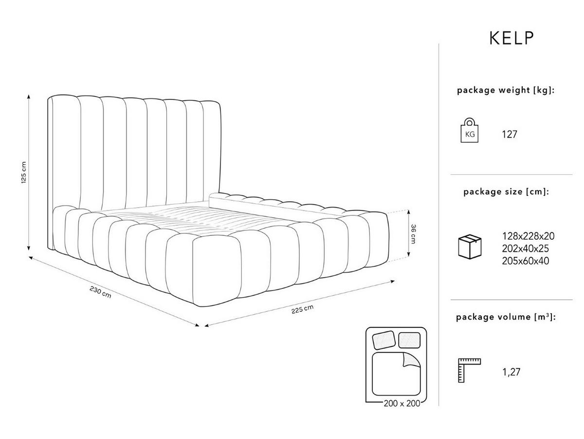 BETT mit Bettkasten und Kopfteil Kelp aus Samt leichtes beige 200x200cm - Beige, Textil (200/200cm) - Micadoni