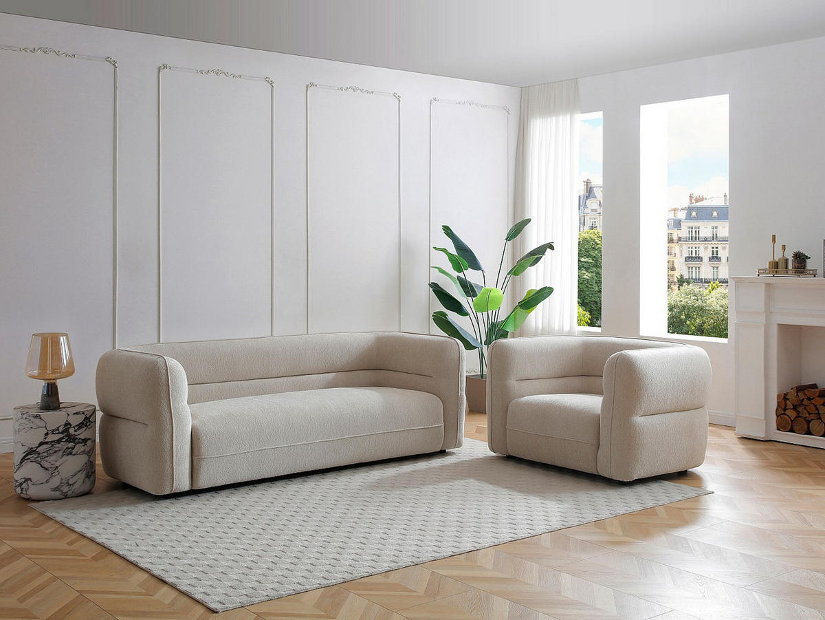 SESSEL mit gerader Rückenlehne - 1 Person - Stoff - Beige - - Beige, Textil (120/74/95cm) - Vente-Unique