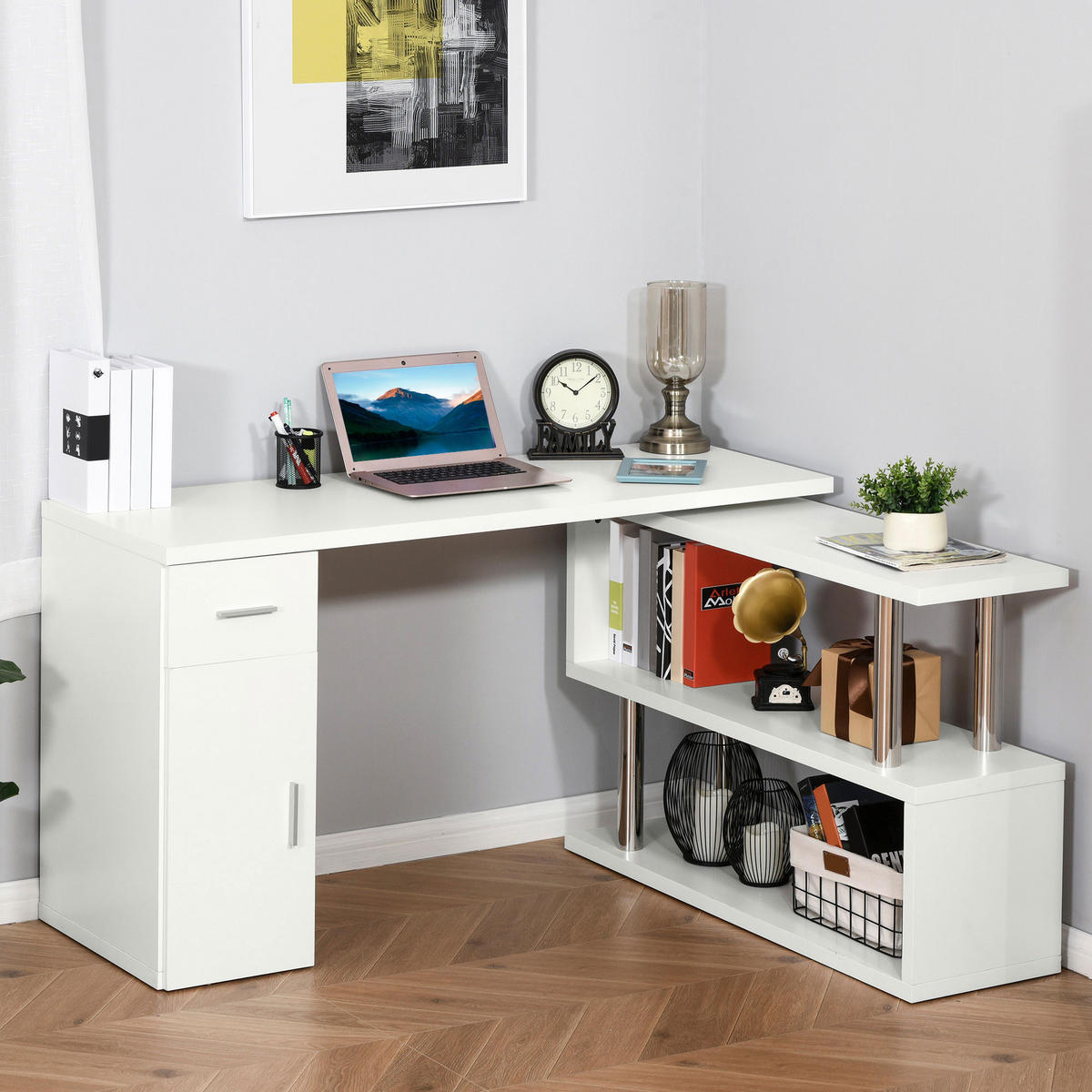 ECKSCHREIBTISCH Weiß 1 Stück - Weiß, Holz (140/120/74.6cm) - GiPP