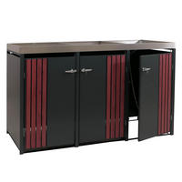 3ER-MÜLLTONNENVERKLEIDUNG Anthrazit, Dunkelbraun - Anthrazit/Dunkelbraun, Metall (196/125/84cm) - MCW