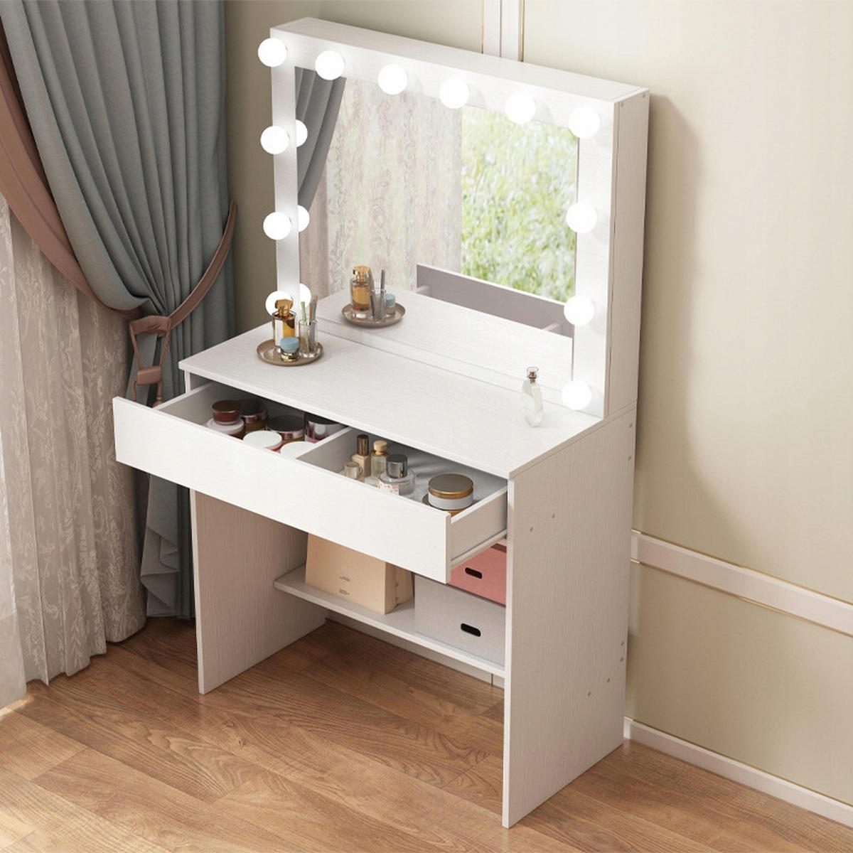 SCHMINKTISCH weißer 40/80/140 cm - Weiß, Holzwerkstoff (80/140/40cm)