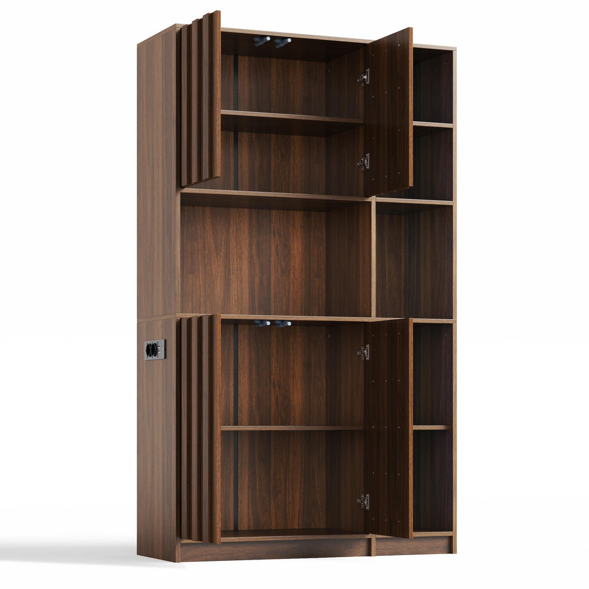 HIGHBOARD DE-38703 105/40/180 cm LED-Beleuchtung und Steckdose Walnuss - Walnussfarben, Holzwerkstoff (105/180/40cm) - ComfortXL