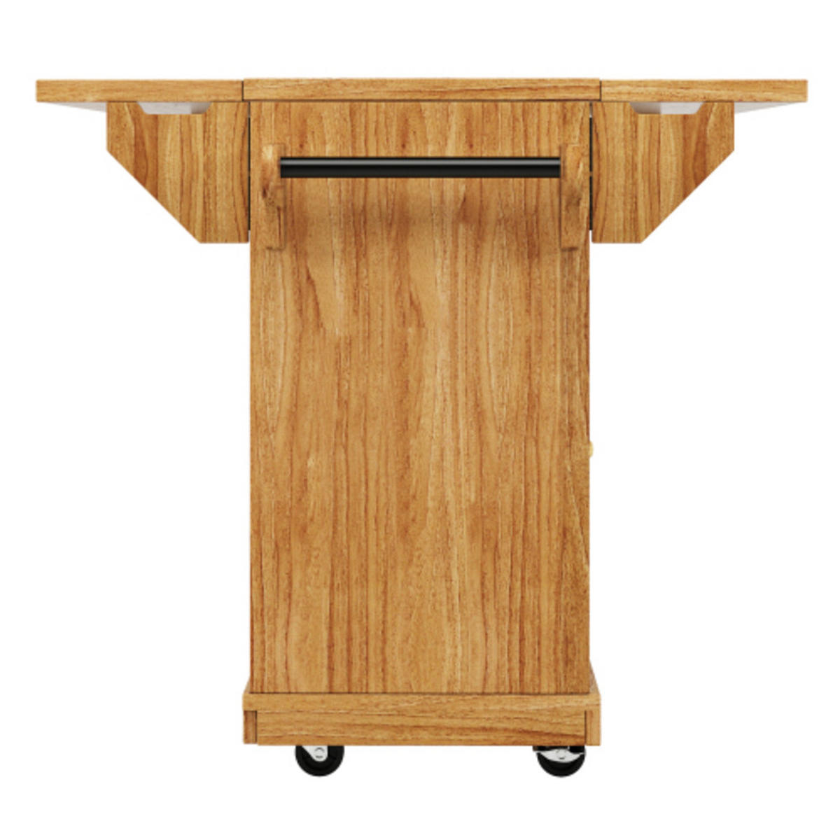KÜCHENINSEL 142,5×40-80×95 cm aus MDF, Metall und PE-Rattan mit beidseitig klappbarer Tischverlängerung, dunkelbraun - Dunkelbraun, Holzwerkstoff (142.5/95/80cm) - Luhomfu