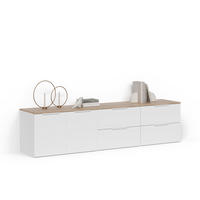 WOHNWAND Piave Weiß/Sonoma 3 Teile - Weiß/Sonoma Eiche, Holzwerkstoff (80/50/40cm) - Livinity®