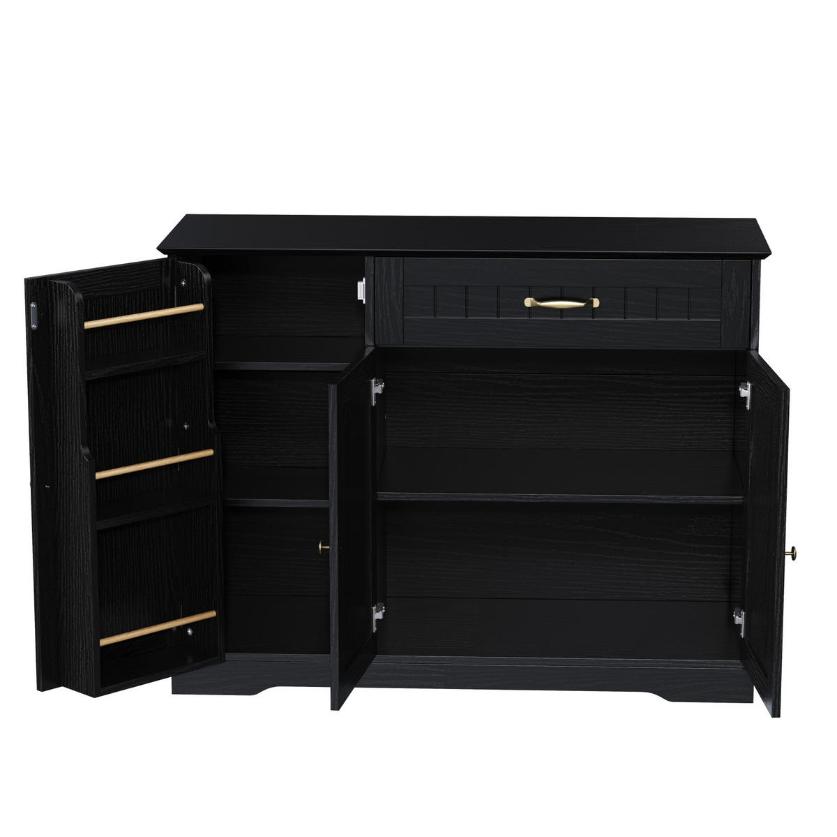 SIDEBOARD in Schwarz mit 3 Türen und 1 Schublade aus MDF,107/83.4/40 cm - Schwarz, Holzwerkstoff (107/83.4/40cm) - Flora Grace