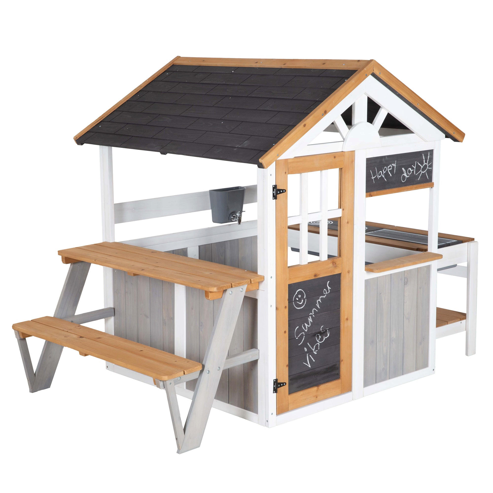 SPIELHAUS mit Tischset und BBQ Küche - Multicolor, Holz (146/133.5/105.5cm) - Roba