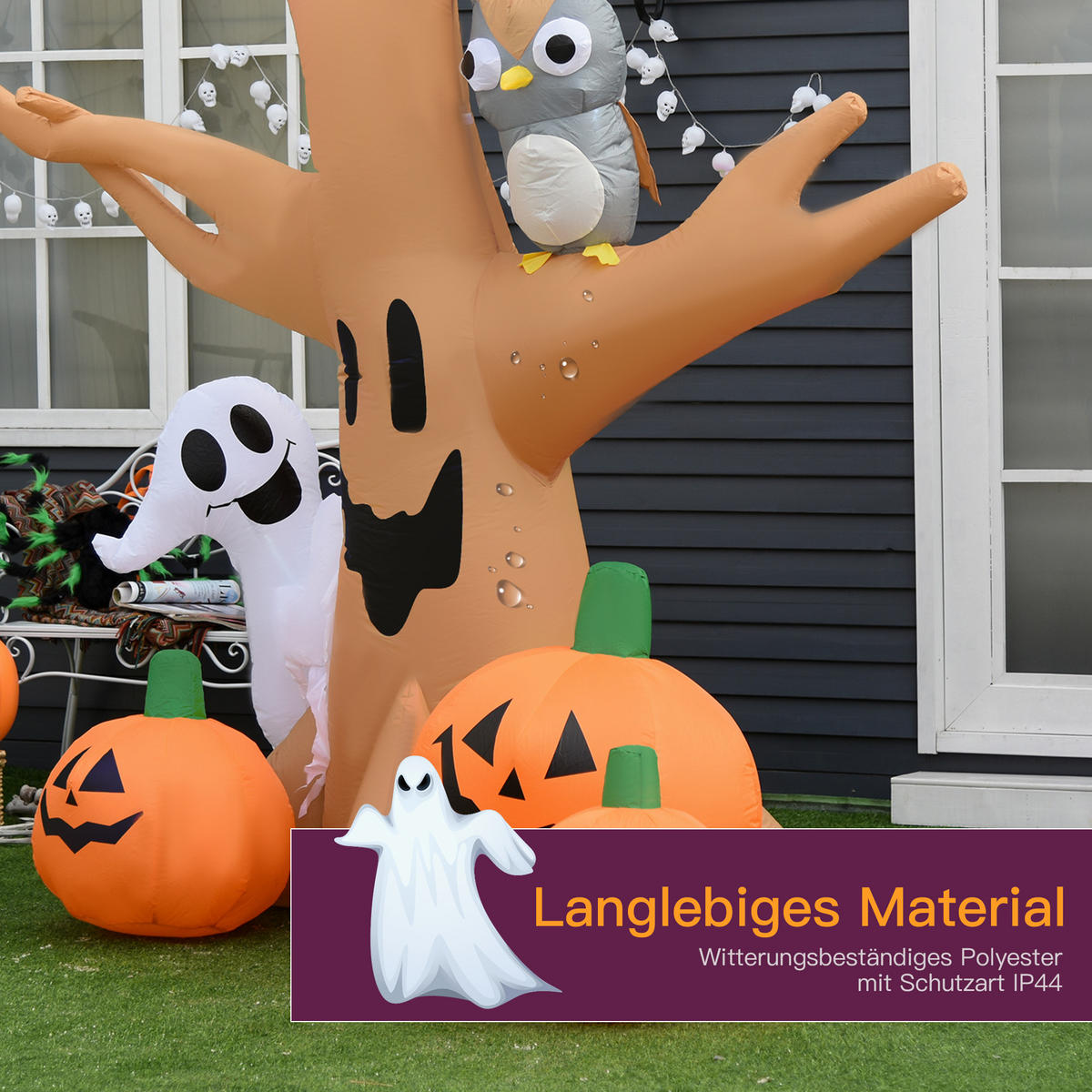 HALLOWEEN AUFBLASBARER BAUM, Mehrfarbig, Polyester - Multicolor, Kunststoff (100/240/190cm) - HOMCOM
