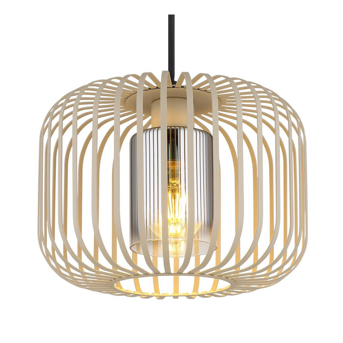 LED HÄNGELEUCHTE ALFRED Metall Beige Rauchfarbe - Beige, Glas (28/28/120cm) - Globo Lighting