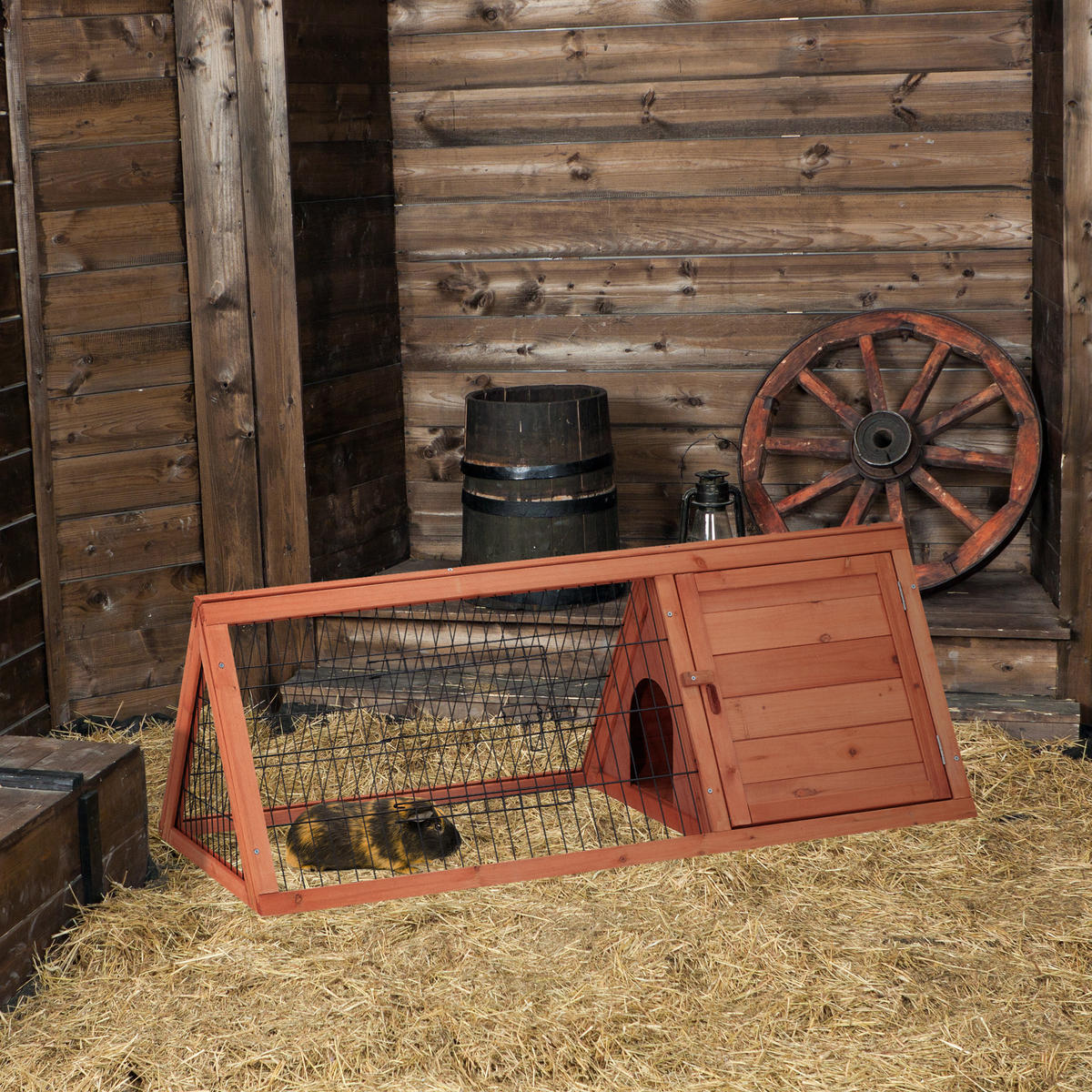 HASENSTALL - Hellbraun, Holz/Kunststoff (110/41/49cm) - Relaxdays