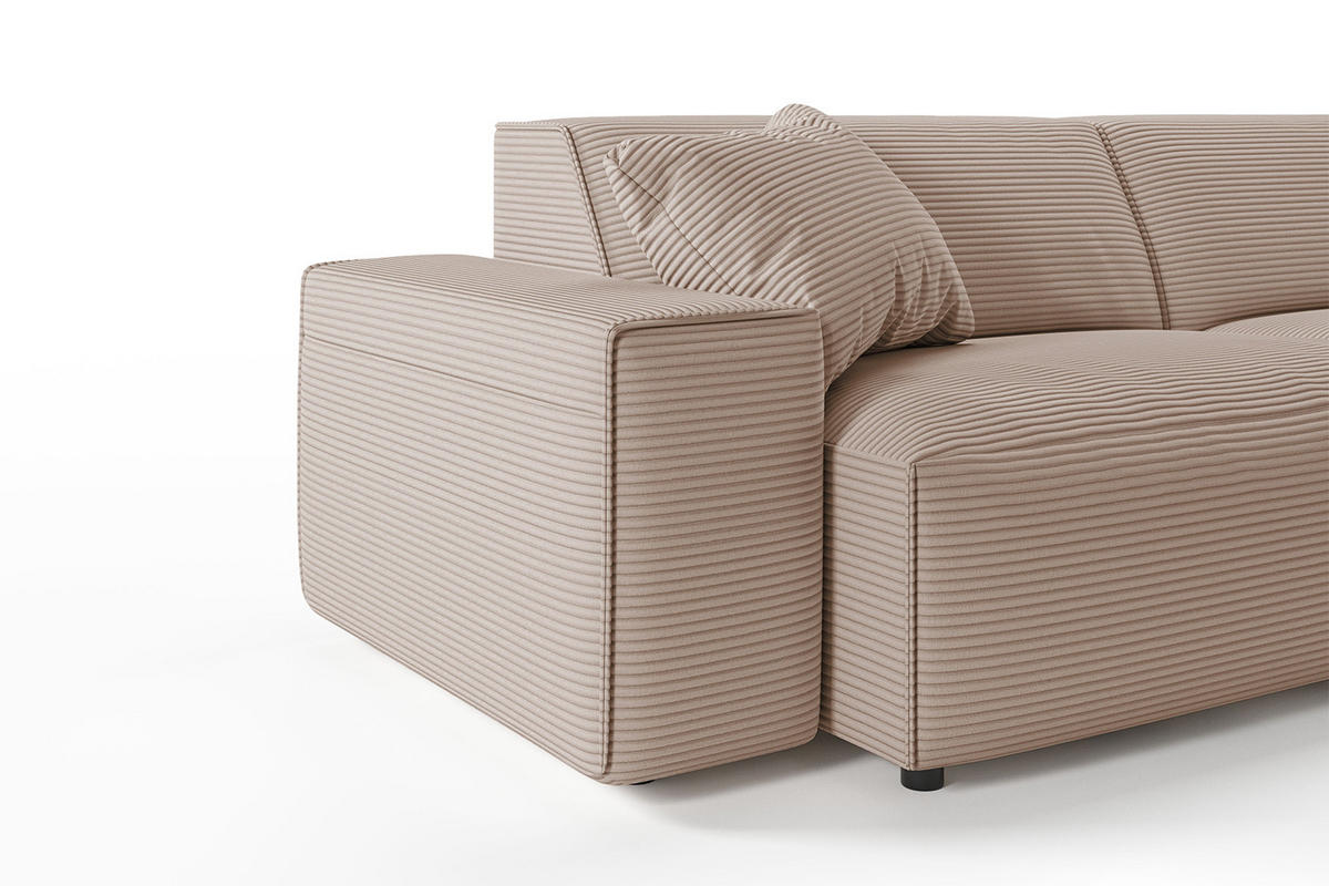 SOFA RANI Taupe Cord - Taupe/Schwarz, Kunststoff/Textil (256/71/101cm) - KAWOLA