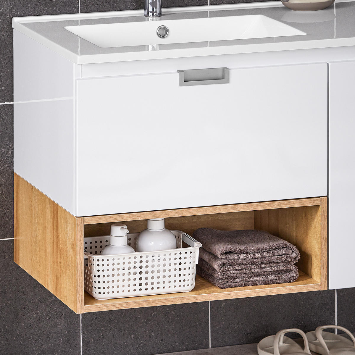 WASCHTISCHKOMBI Weiß - Weiß, Keramik/Holzwerkstoff (80/54/46cm) - SoBuy