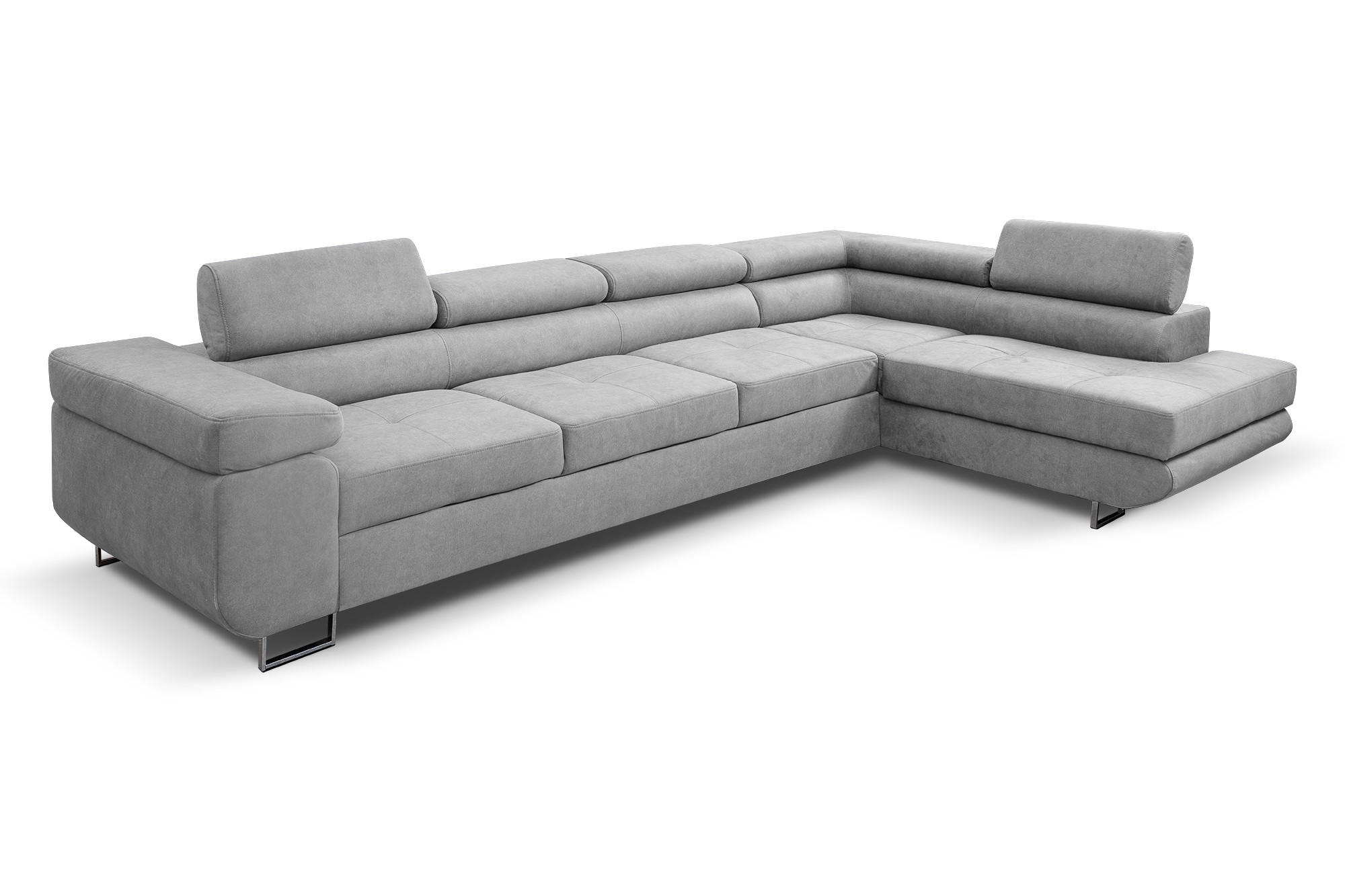 ECKSOFA Marlene IV L-Form mit verstellbaren Kopfstützen Schlaffunktion Bettkasten 347 cm rechts hellgrau - Hellgrau, Kunststoff (202/347cm) - Margaret Hadas24