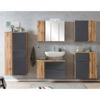 BADMÖBEL-SET 5-TLG. Vasto-03 - Grau, Holzwerkstoff (245/200/35cm) - Lomado