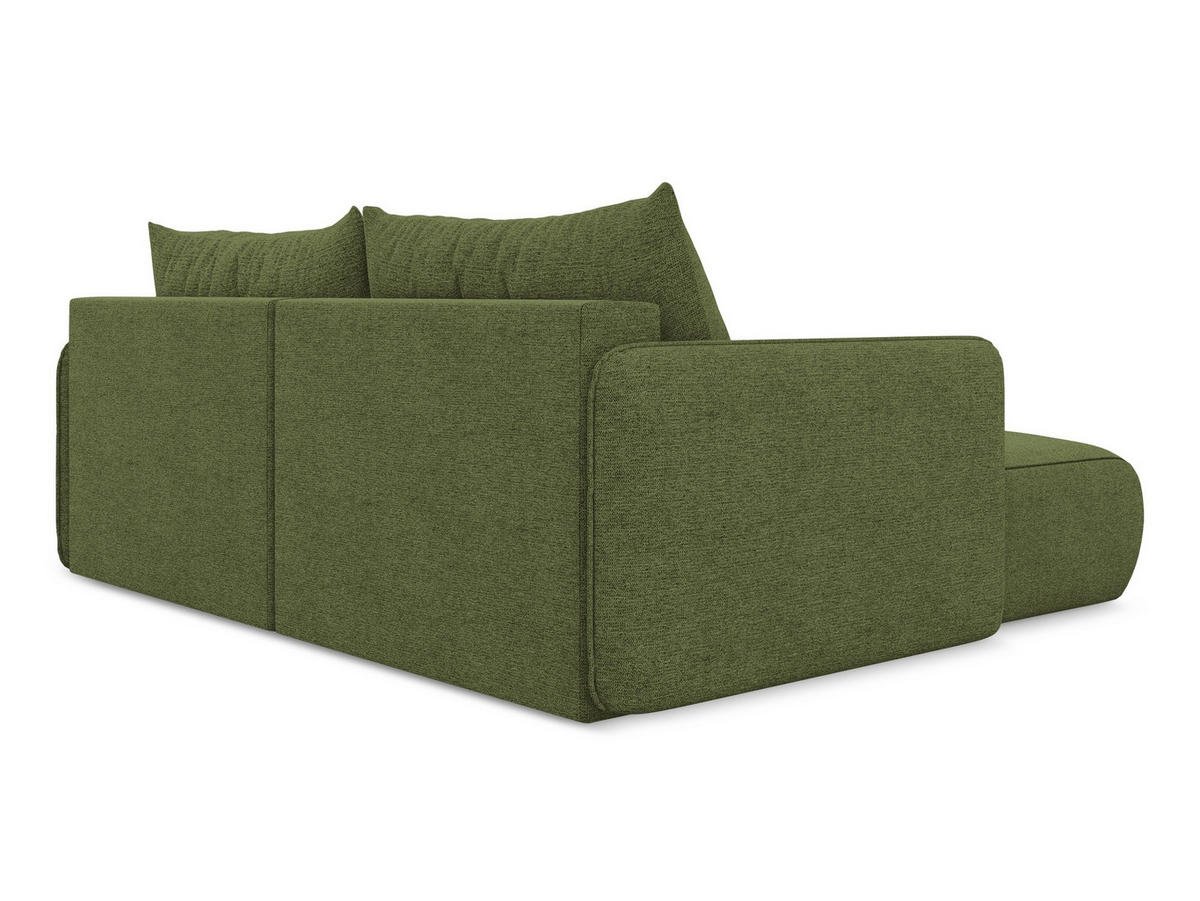 ECKSOFA mit Schlaffunktion Chenille Stoff Grün - Dunkelgrün/Schwarz, Kunststoff/Textil (148/207cm) - Makamii
