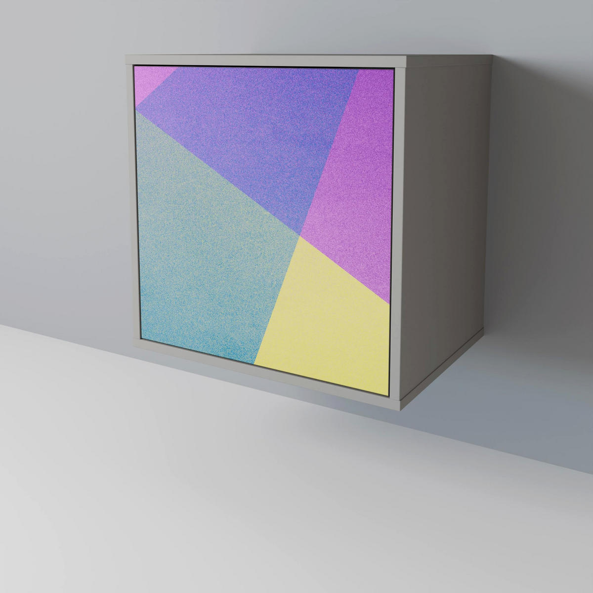 SIDEBOARD BRIGHT GEOMETRY, Grau, 57,5x42x72,5 cm, Schwarze Metallfüße - Multicolor/Schwarz, Holzwerkstoff/Metall (57.5/72.5/42cm) - SpaceRebels