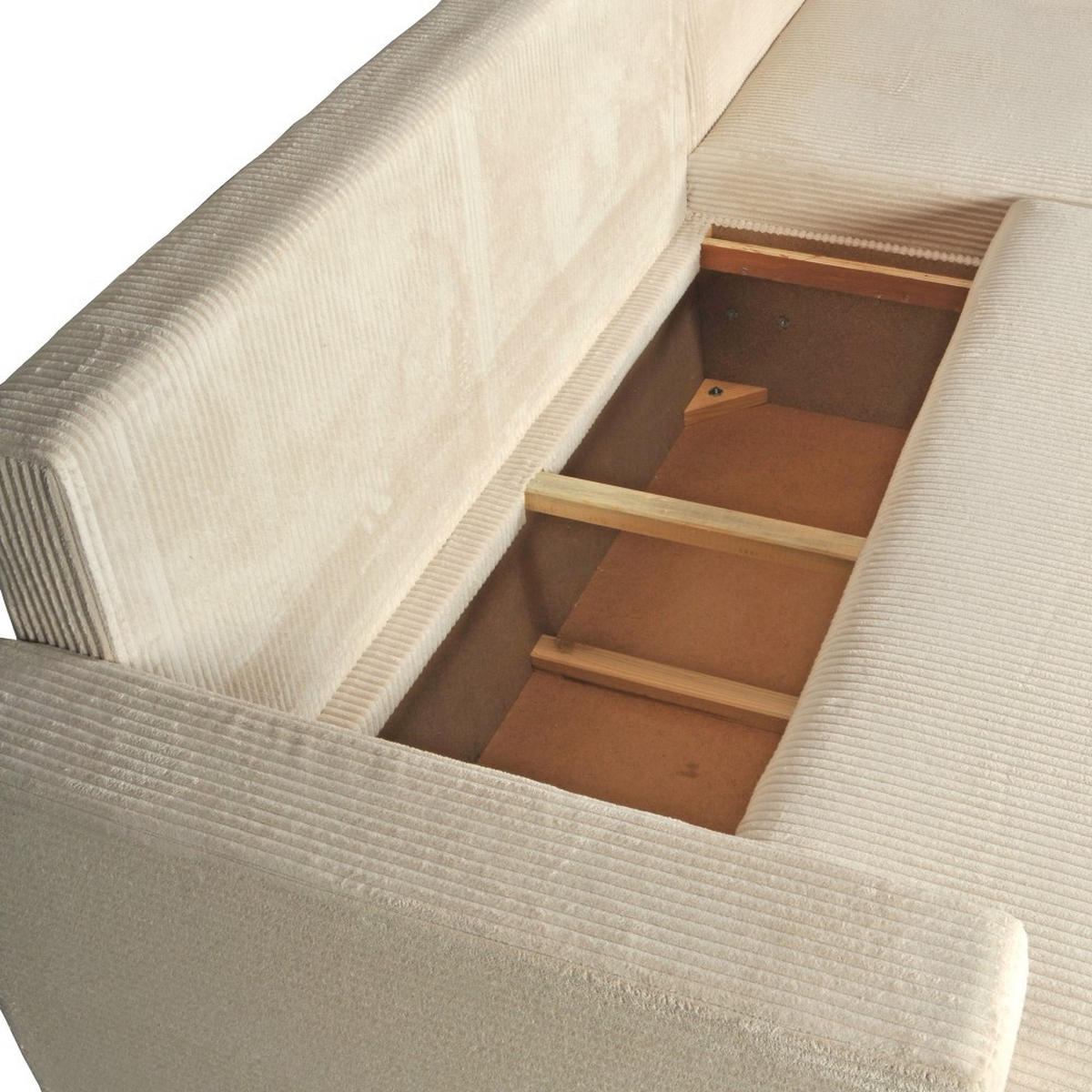 ECKSOFA THEO/ umwandelbar und wendbar, mit Truhe in Cord - Beige - Beige, Textil (145/230cm) - Weber Industries