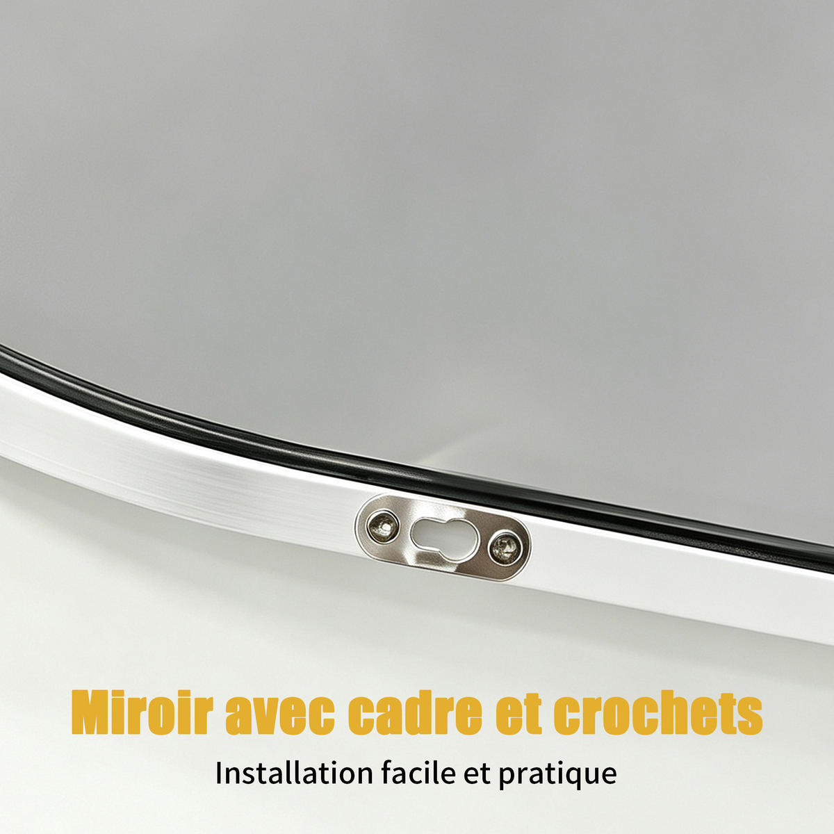 WANDSPIEGEL Bogenform 91 x 61 cm aus Sicherheitsglas mit Aluminiumrahmen weiß - Weiß, Metall (61/91/3cm)