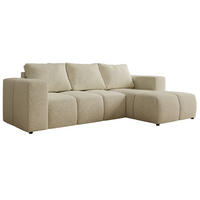 ROHOVÁ SEDAČKA MONIVA L - Krémová Strukturovaná látka - Pravá Strana - černá/krémová, textil/plast (266/164cm) - MKS